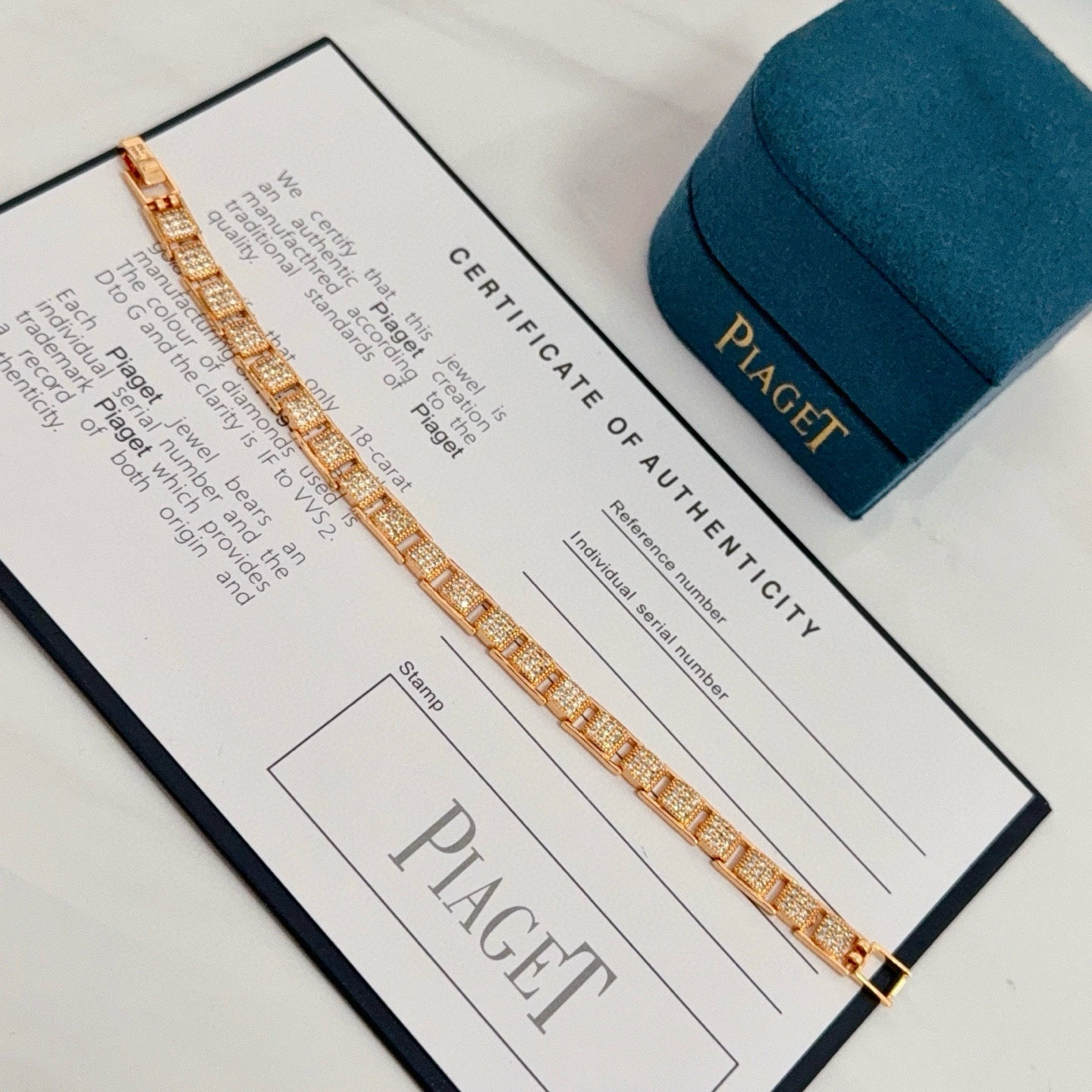 Piaget Pave Diamond Link Bracelet bracelet 18k rose gold white diamond 18cm