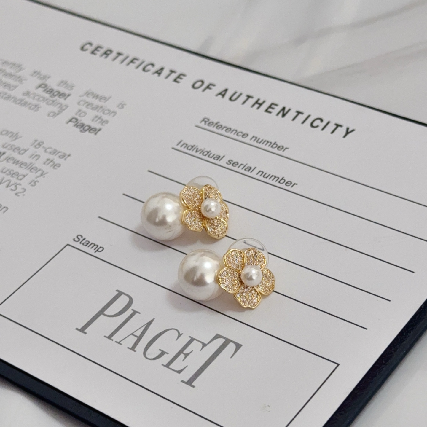 Piaget Rose Flower Pearl Diamond Earrings earrings Yellow gold white pearl clear diamond 1 5cm stud diameter
