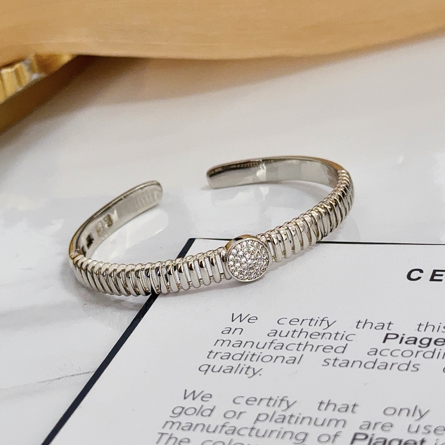 Piaget Possession bracelet silver-toned metal with pave clear diamonds 17cm