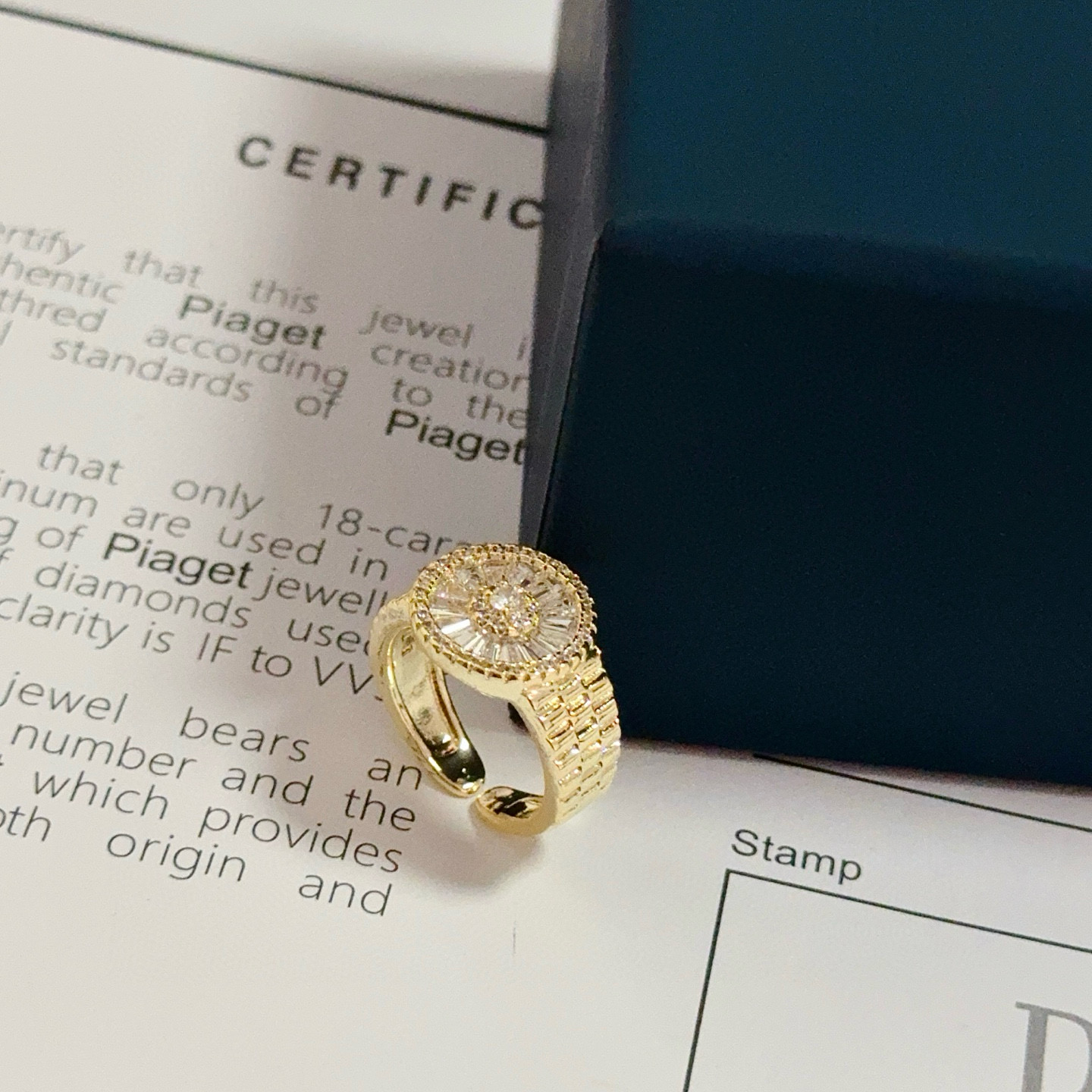 Piaget Sunlight Diamond Open Ring ring yellow gold metal with clear white diamonds adjustable open size