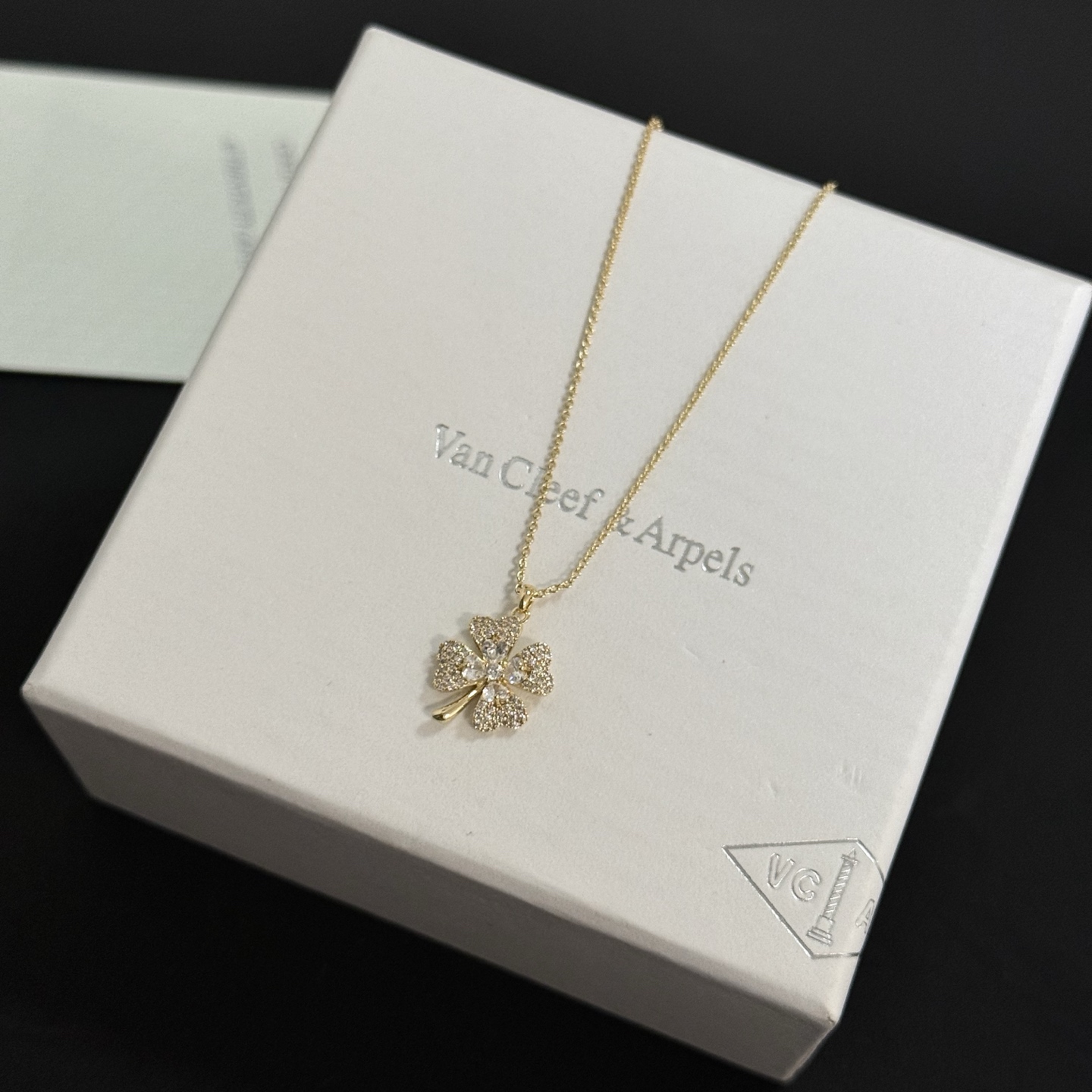 Van Cleef Arpels Frivole Clover Pendant Necklace necklace Yellow gold metal with clear diamond accents 42cm with 5cm extender chain