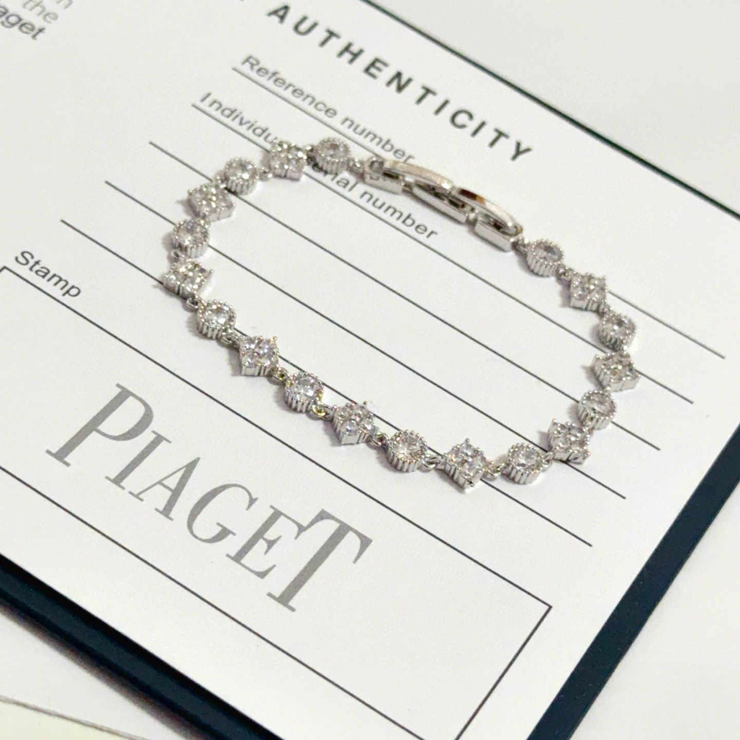 Piaget Rose bracelet Silver-toned white gold with clear diamond simulants 18cm
