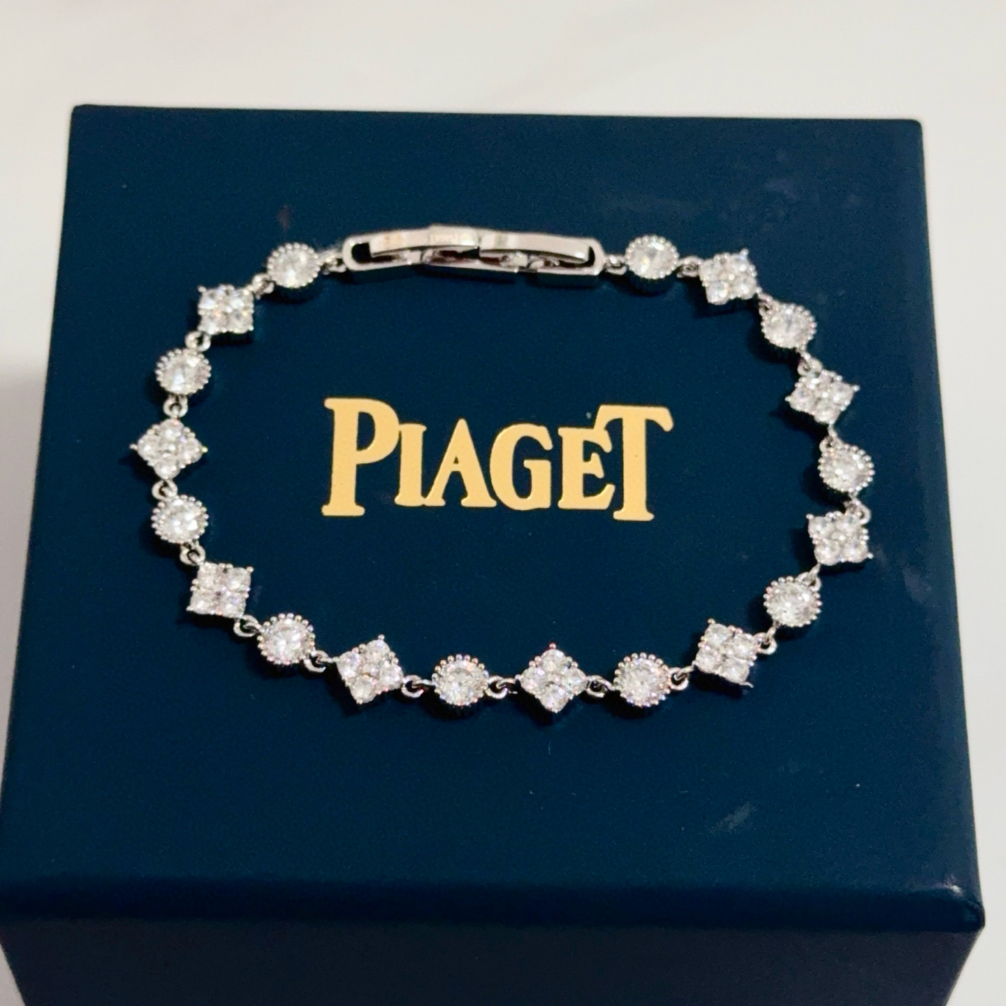 Piaget Rose bracelet Silver-toned white gold with clear diamond simulants 18cm
