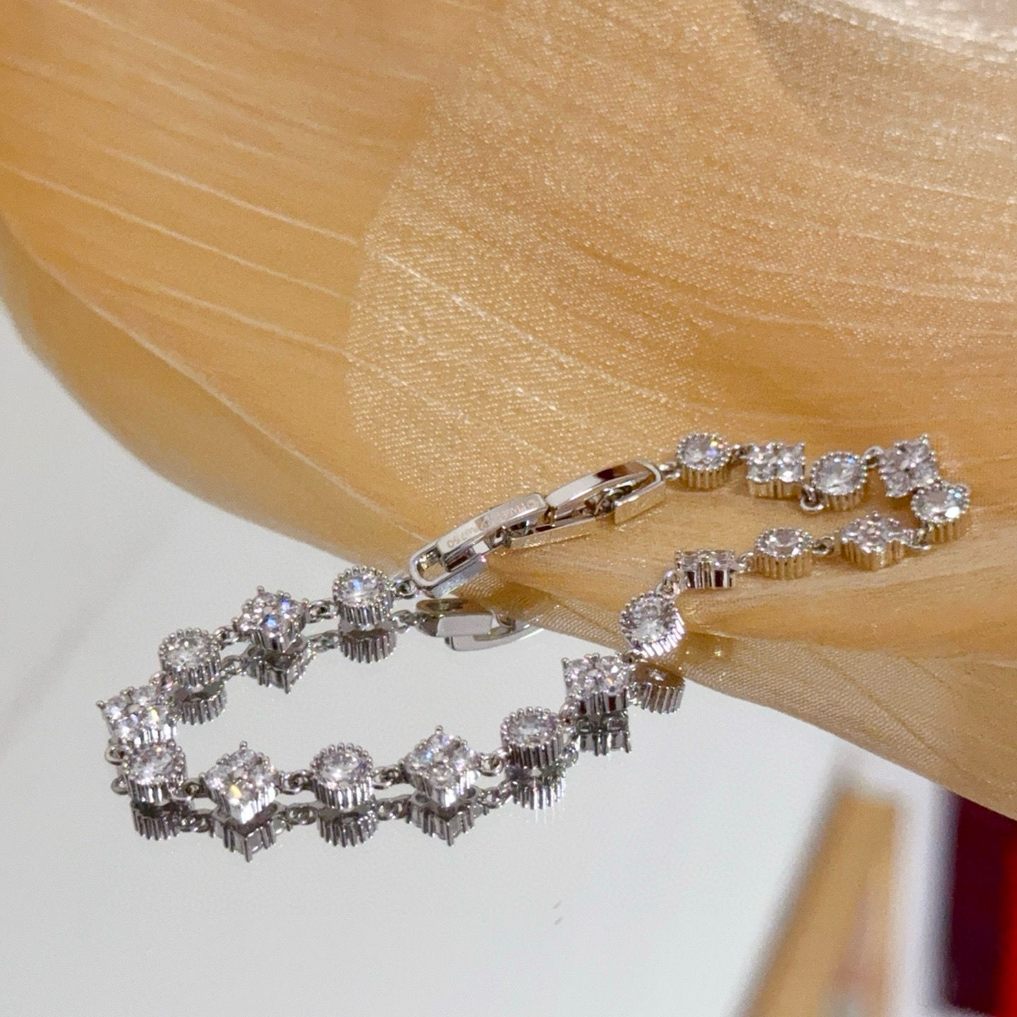 Piaget Rose bracelet Silver-toned white gold with clear diamond simulants 18cm