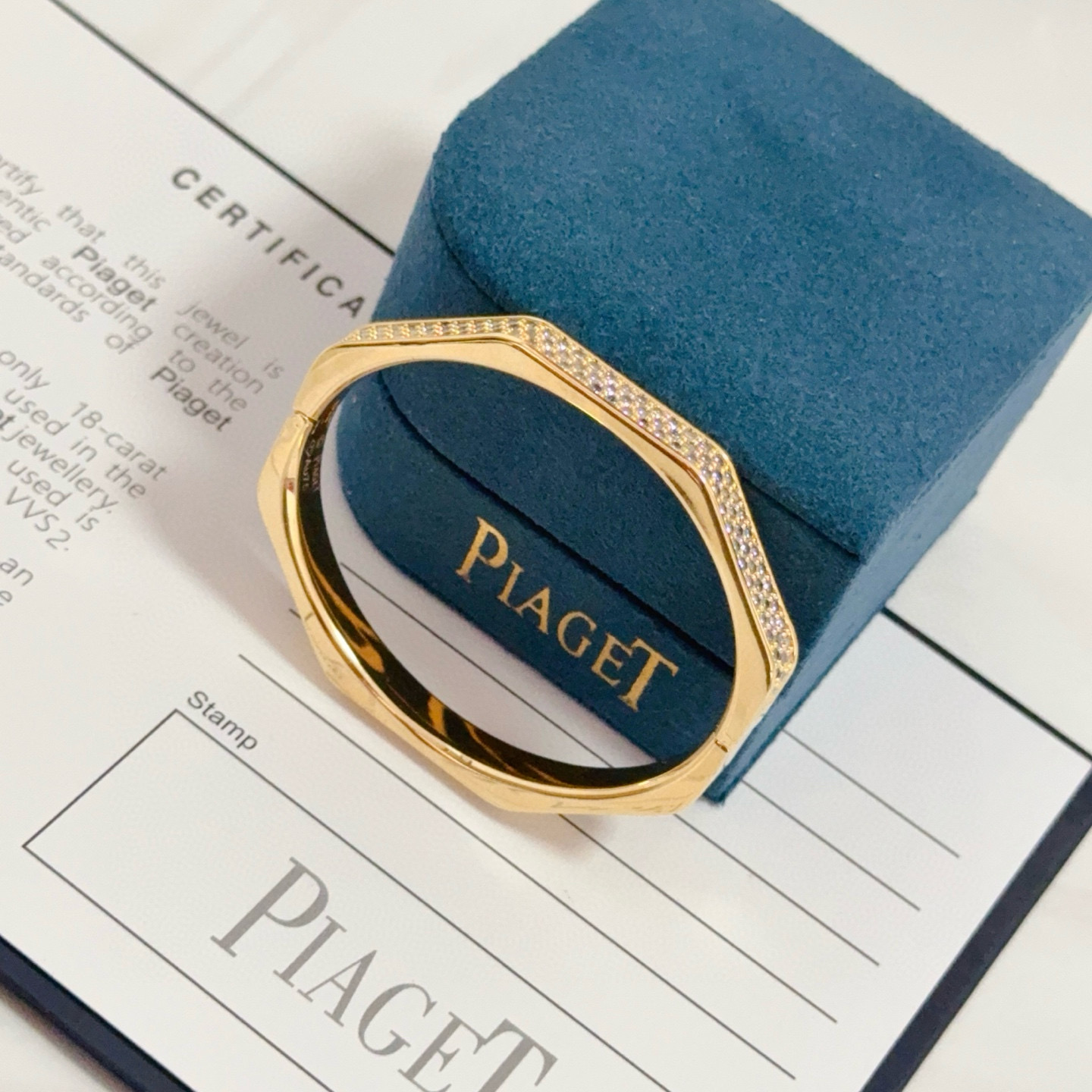 Piaget Polo bracelet 18k yellow gold with pave set clear diamonds 17cm