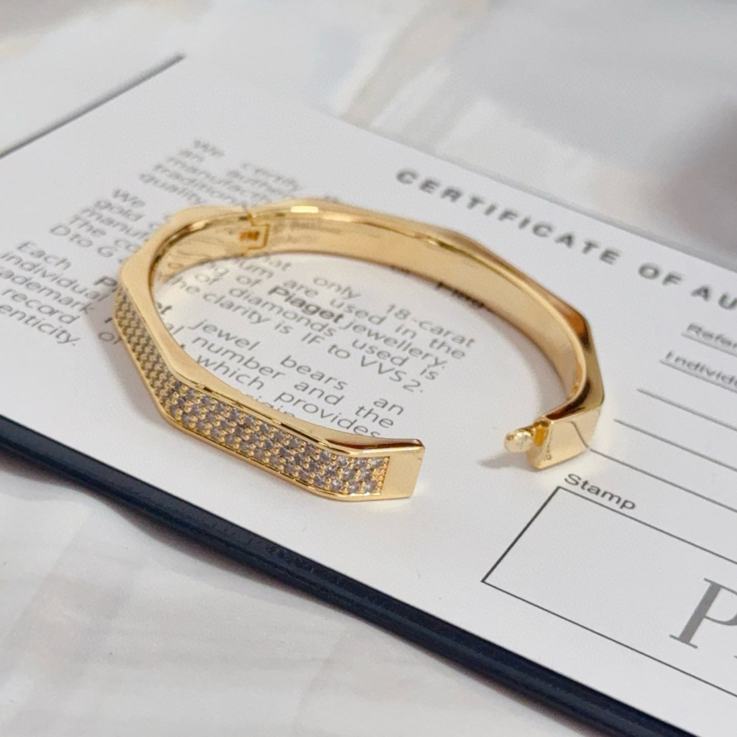 Piaget Polo bracelet 18k yellow gold with pave set clear diamonds 17cm