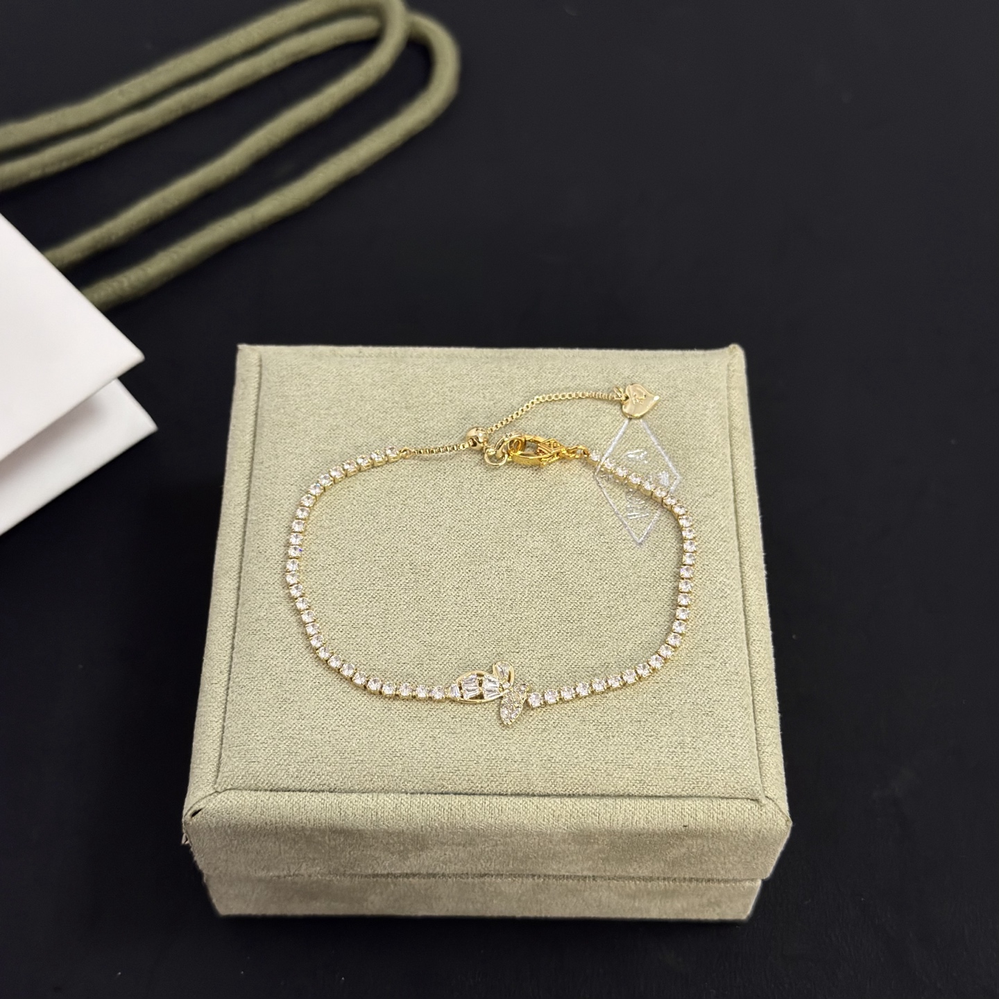 Van Cleef Arpels Alhambra bracelet gold-tone metal with clear diamond-like stones 18cm