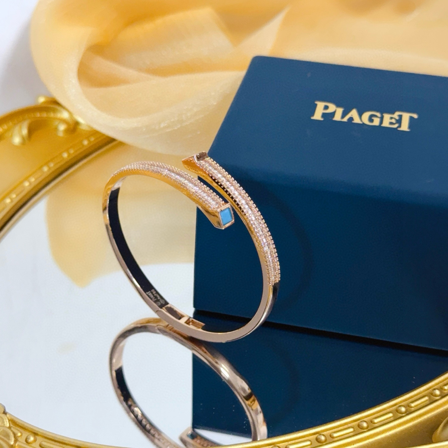 Piaget Possession bracelet rose gold clear diamond turquoise 17cm inner circumference