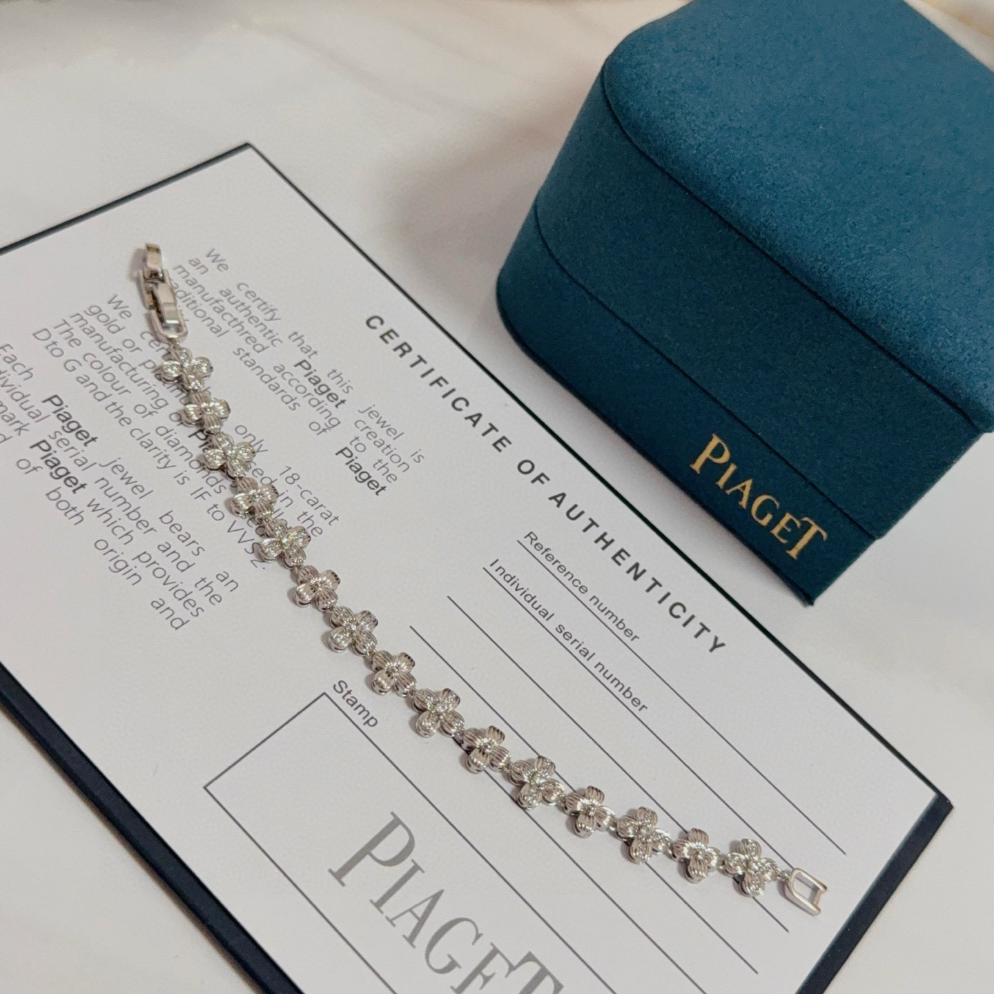 Piaget Rose bracelet 18k white gold with diamond accents 17cm