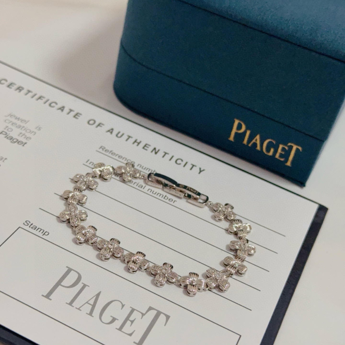Piaget Rose bracelet 18k white gold with diamond accents 17cm