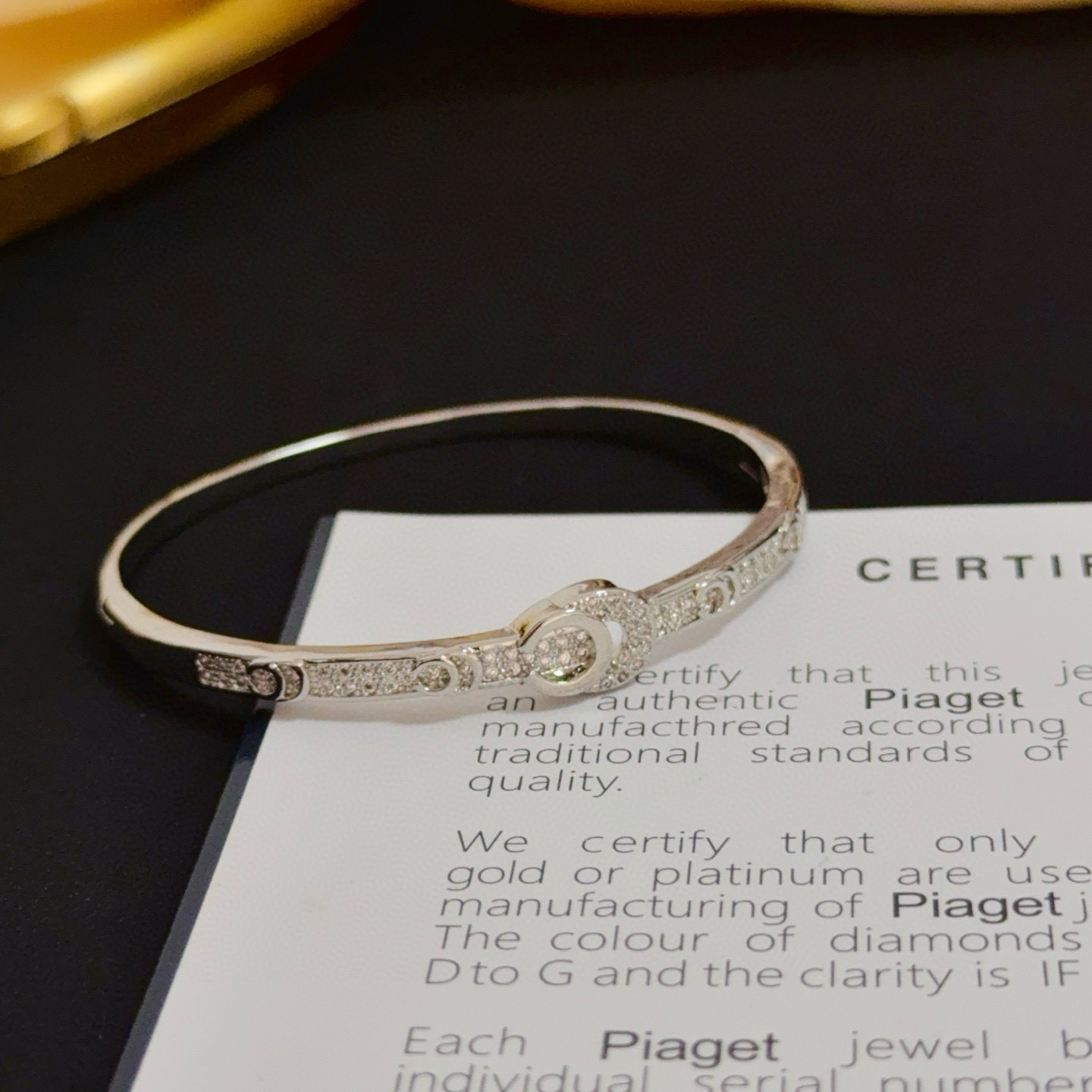 Piaget Possession bracelet 18k white gold with pave set clear diamonds 16cm inner circumference