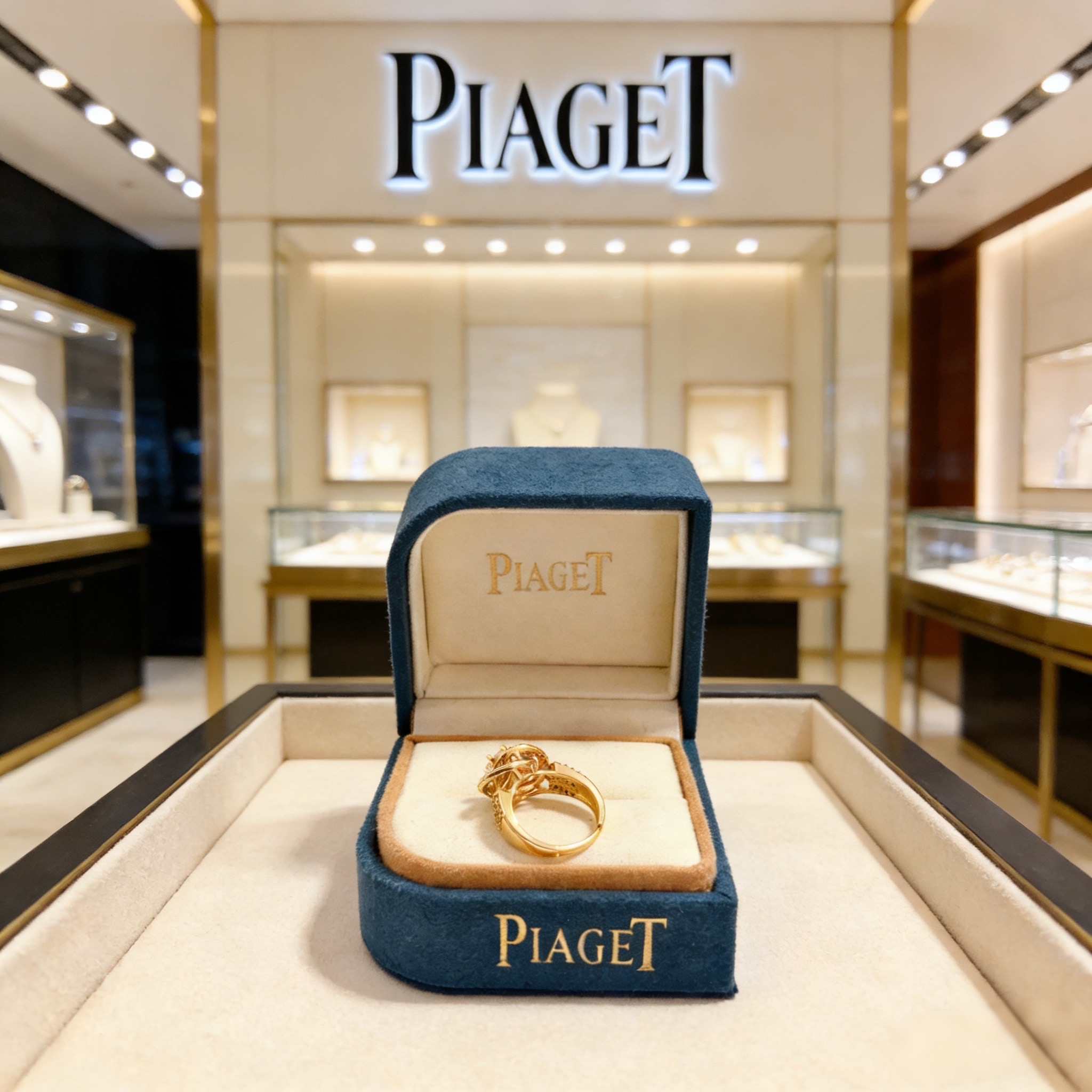 Piaget Possession ring 18k yellow gold with clear diamond simulants US 7
