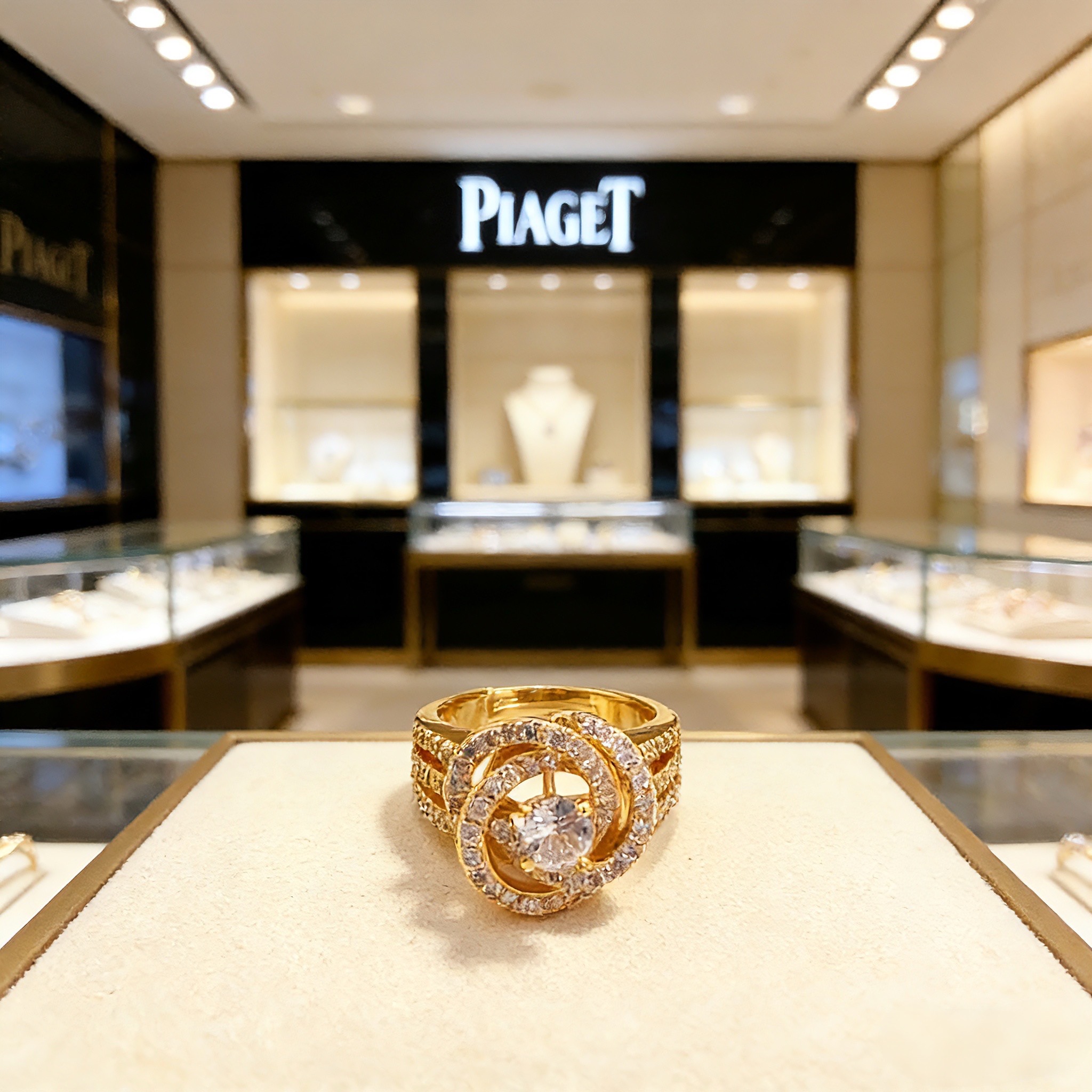 Piaget Possession ring 18k yellow gold with clear diamond simulants US 7