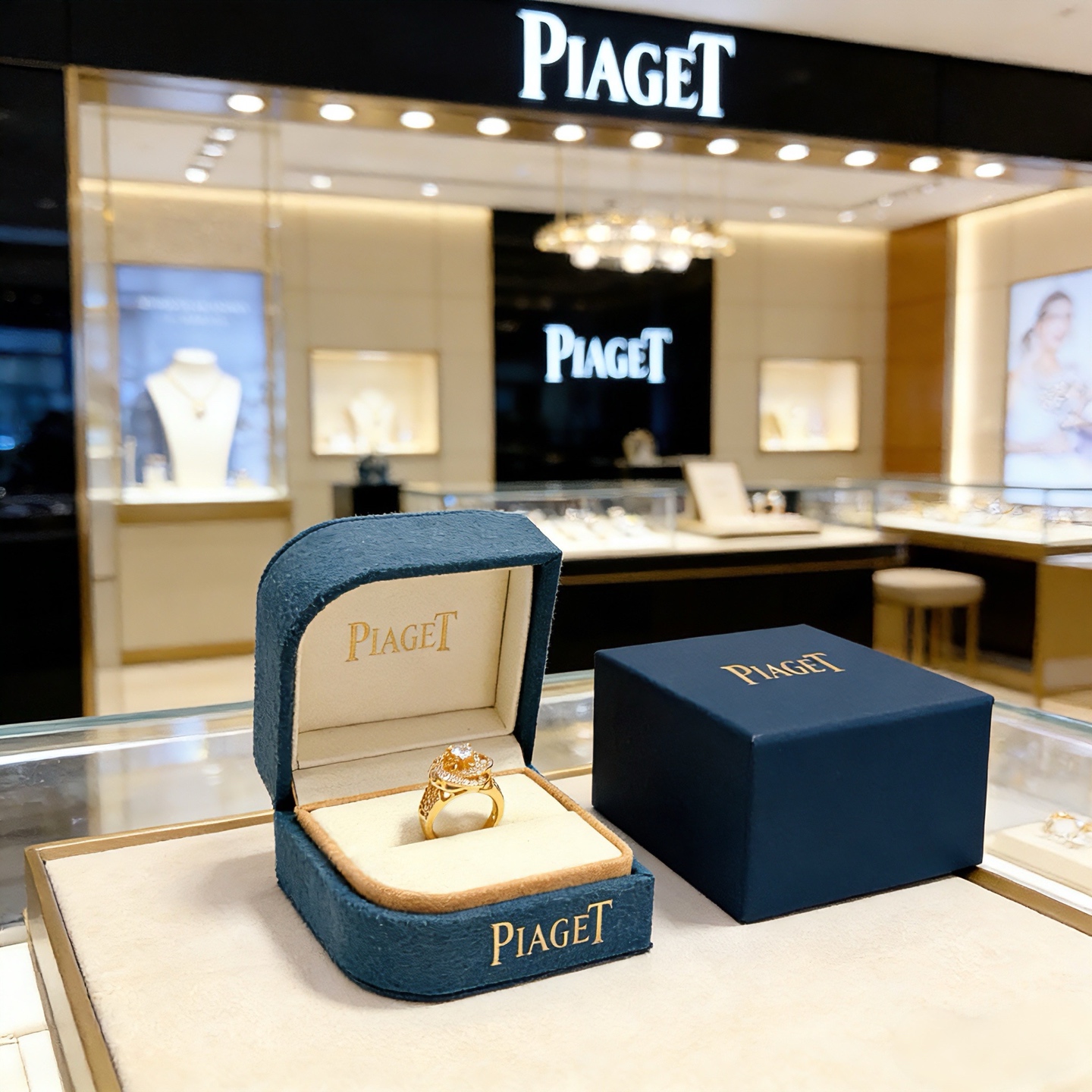 Piaget Possession ring 18k yellow gold with clear diamond simulants US 7