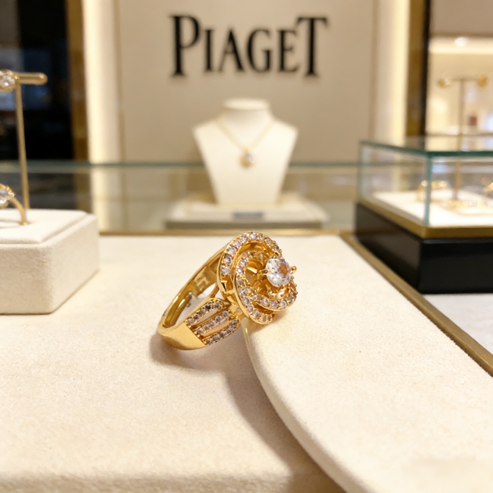 Piaget Possession ring 18k yellow gold with clear diamond simulants US 7