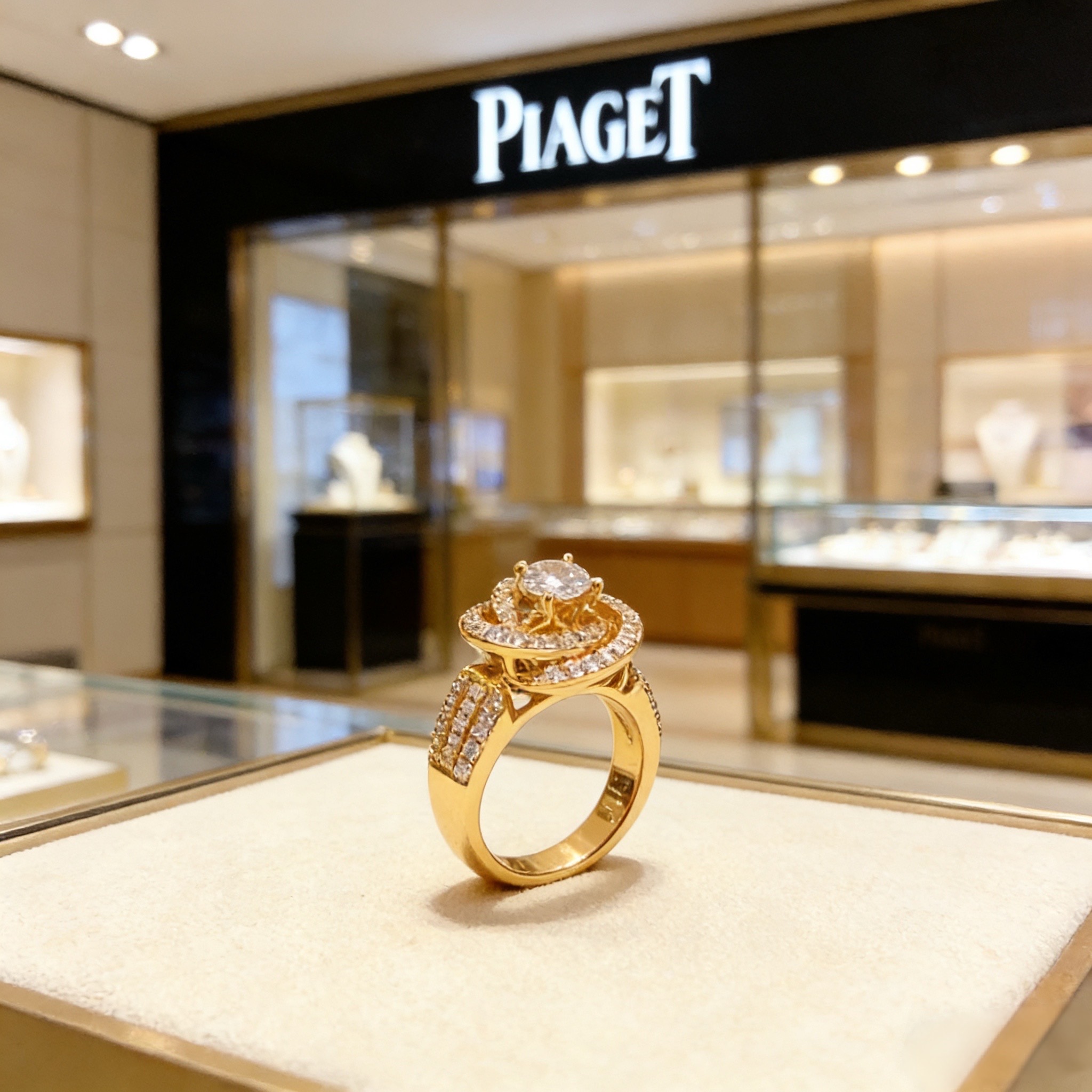Piaget Possession ring 18k yellow gold with clear diamond simulants US 7