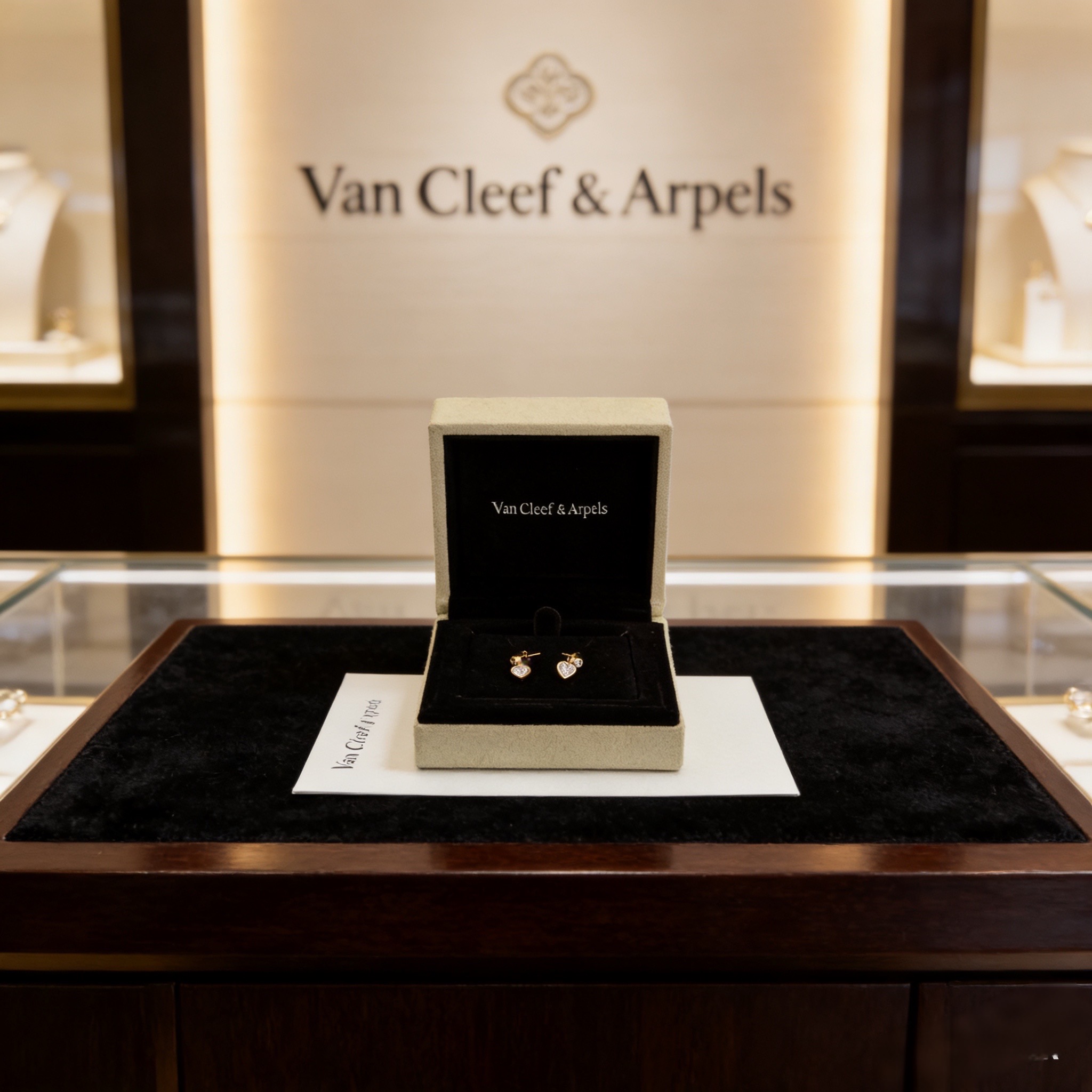 Van Cleef Arpels Heart Drop earrings yellow gold with clear faceted heart-cut stones 1 2cm drop length
