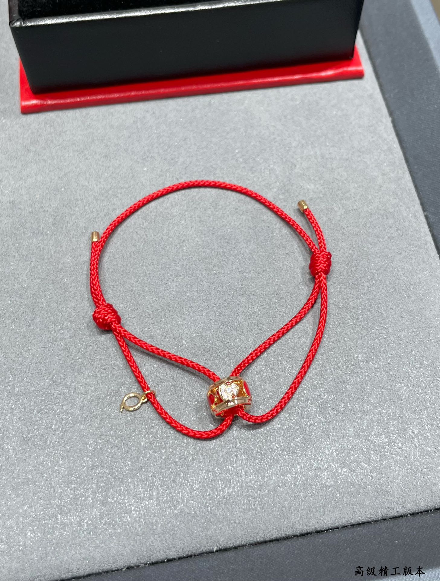 Qeelin Wulu bracelet rose gold red enamel clear diamond red cord adjustable