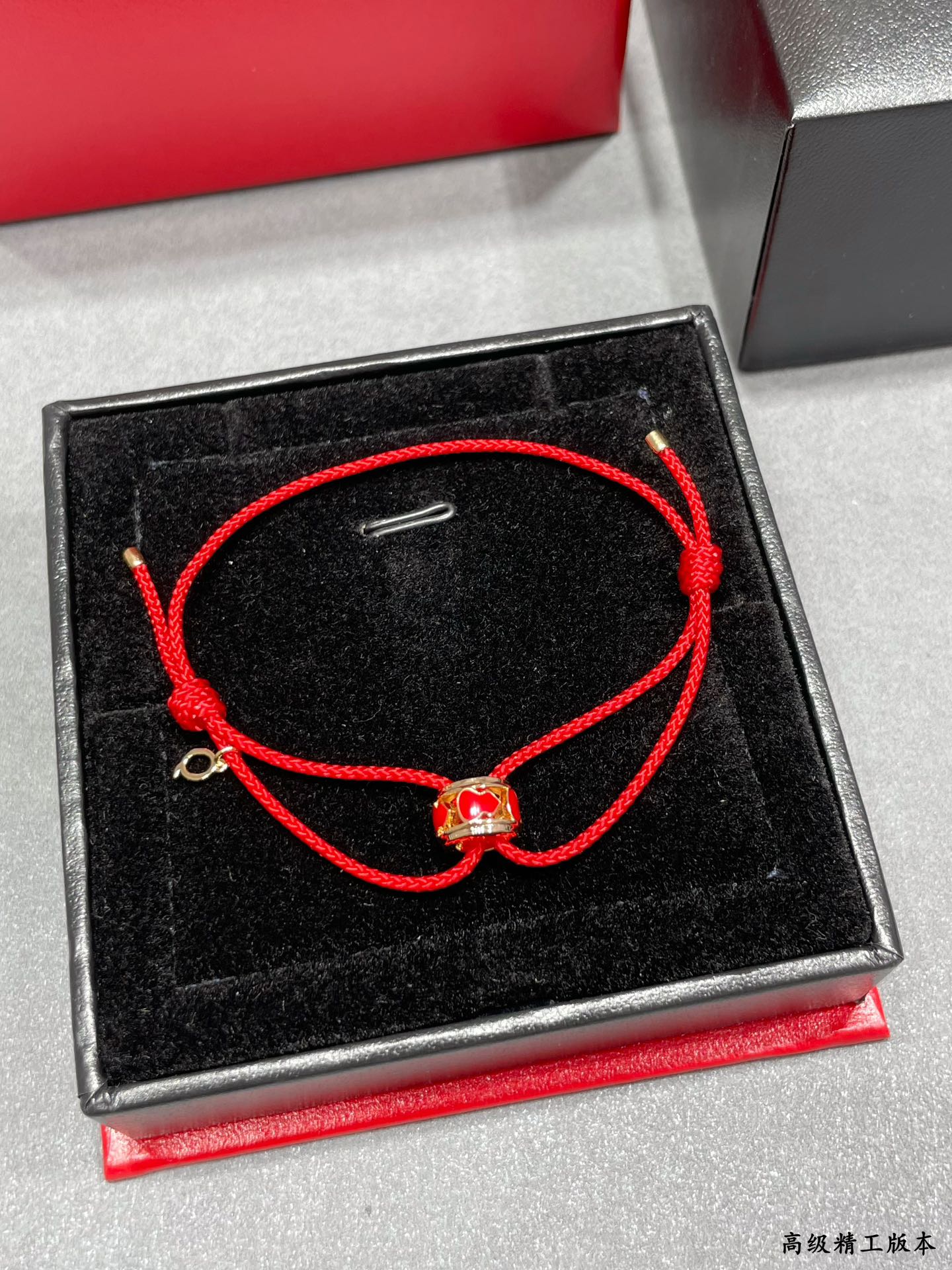 Qeelin Wulu bracelet rose gold red enamel clear diamond red cord adjustable