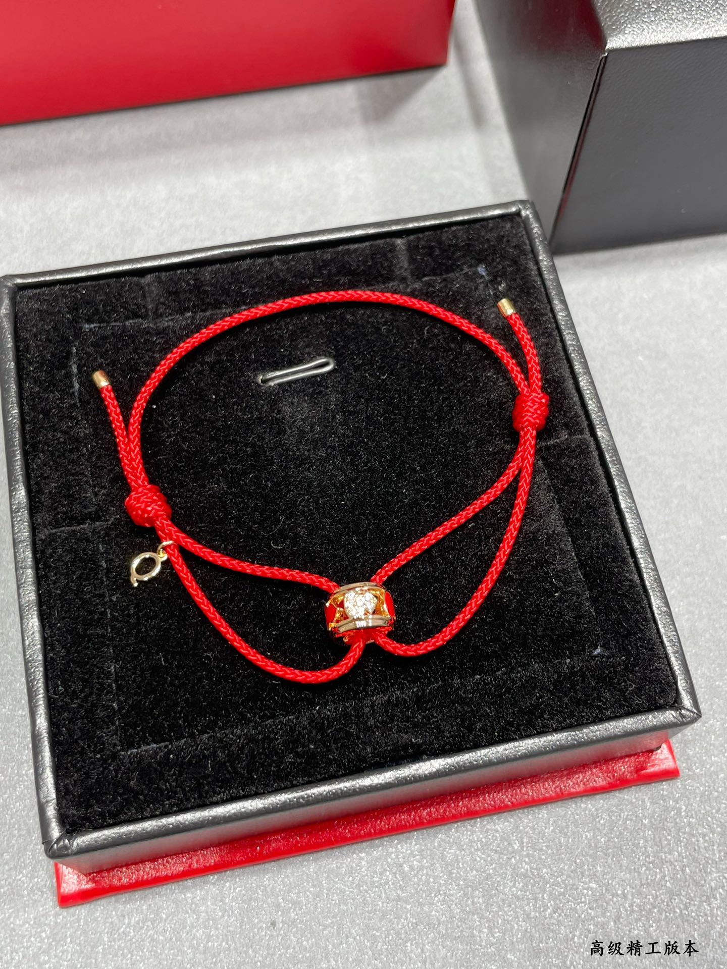 Qeelin Wulu bracelet rose gold red enamel clear diamond red cord adjustable