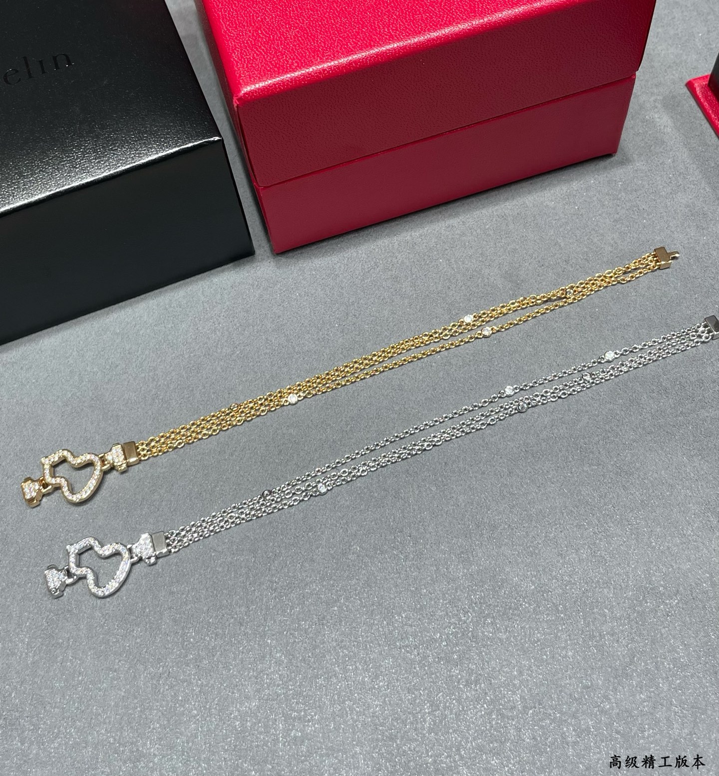 Qeelin Wulu bracelet 18K rose gold with clear diamond pave 17cm