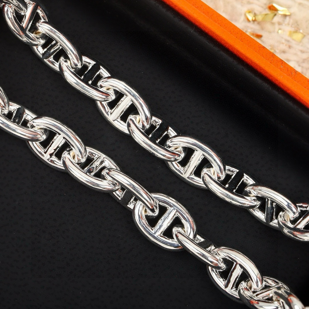 Collana Hermes Chaine d Ancre Metallo argentato senza pietre preziose 40 cm