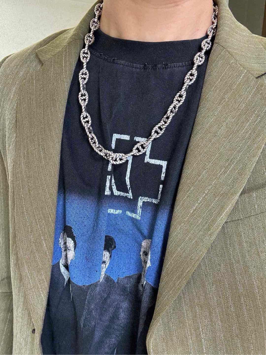 Collana Hermes Torino Twisted Chain Metallo argentato antico senza pietre preziose 60 cm