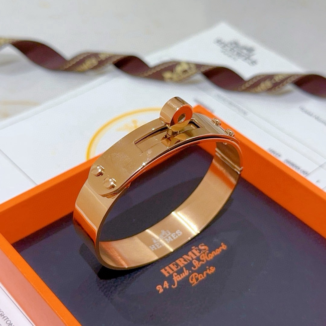 Pulsera Hermes Kelly oro rosa 17cm