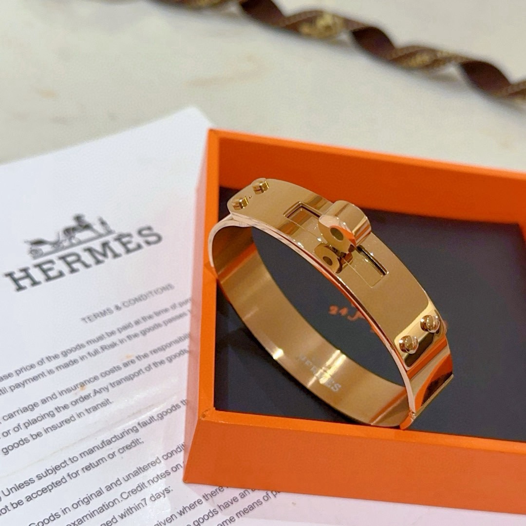 Pulsera Hermes Kelly oro rosa 17cm