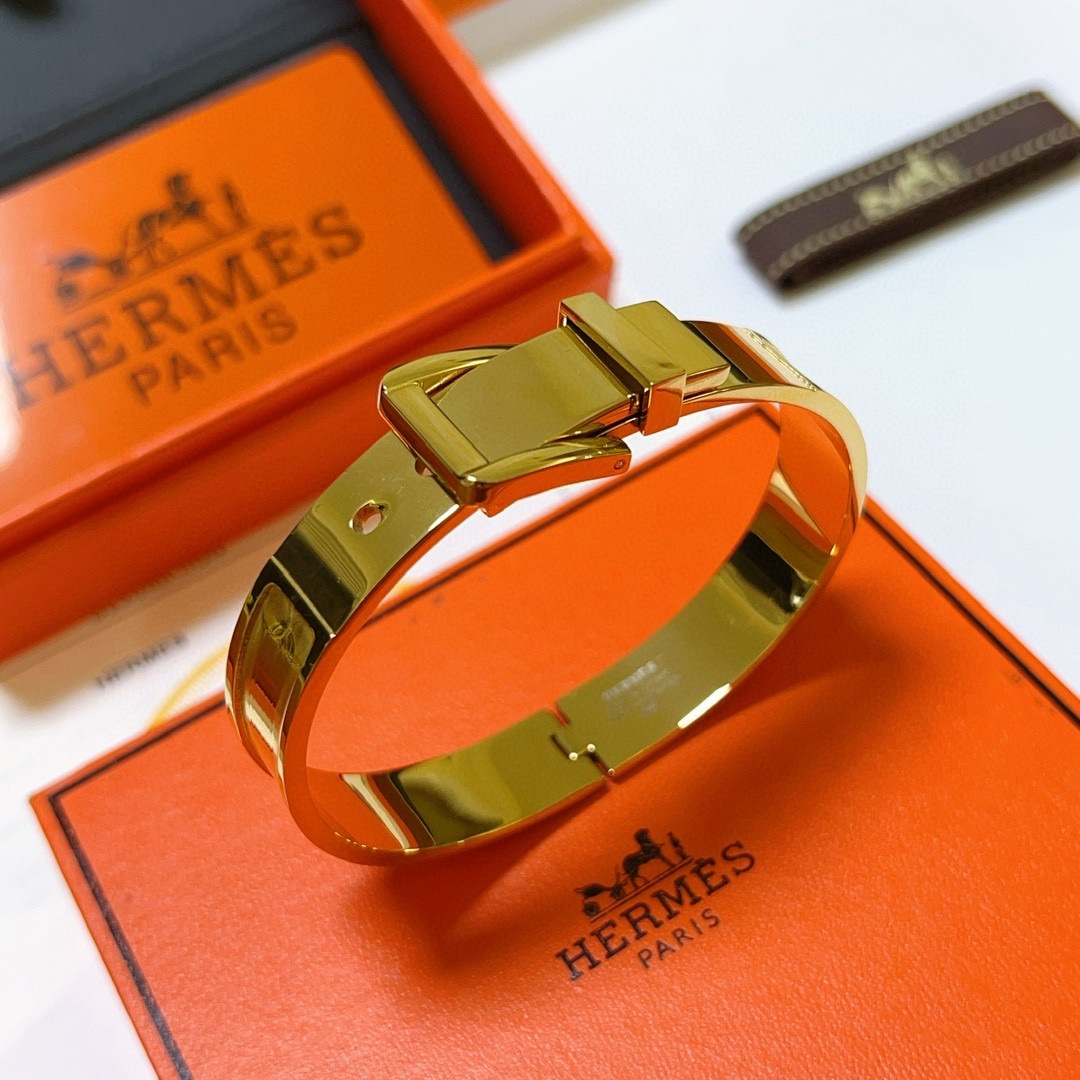 Hermes Belt Buckle Clic Clac H pulsera de metal dorado 17 cm de circunferencia interior