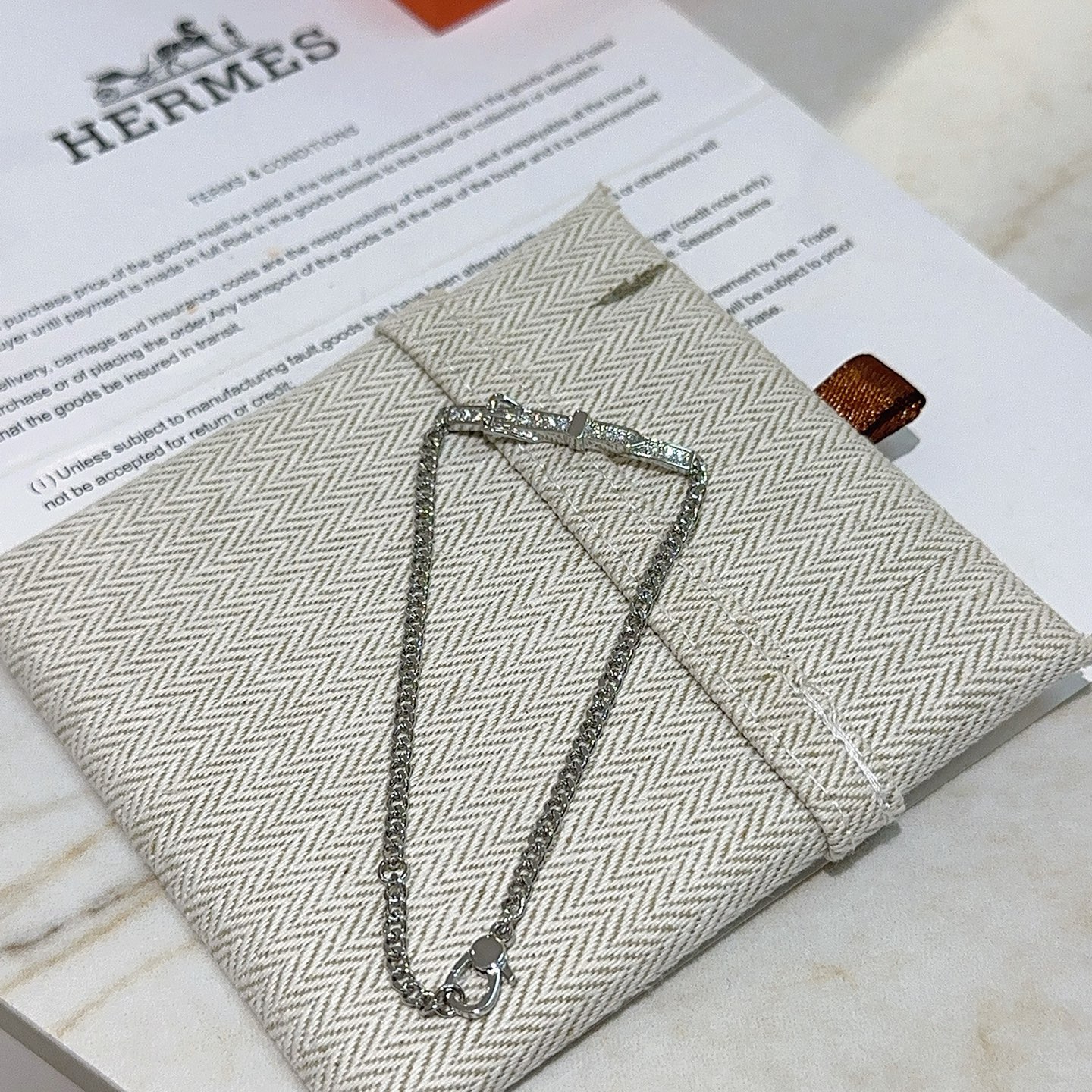 Bracciale Hermes con fibbia per cintura in diamanti Metallo color argento con accenti di diamanti trasparenti 17 cm