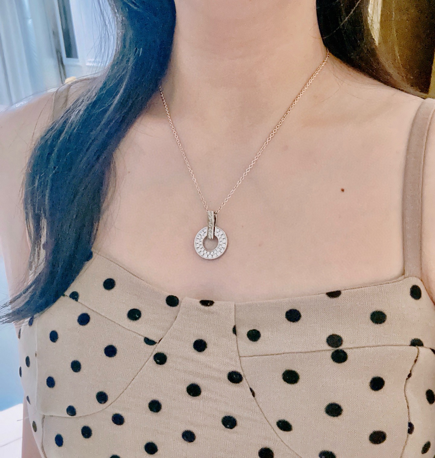 Bvlgari Bvlgari Bvlgari necklace silver-toned white gold with clear pave diamonds 40-45cm adjustable