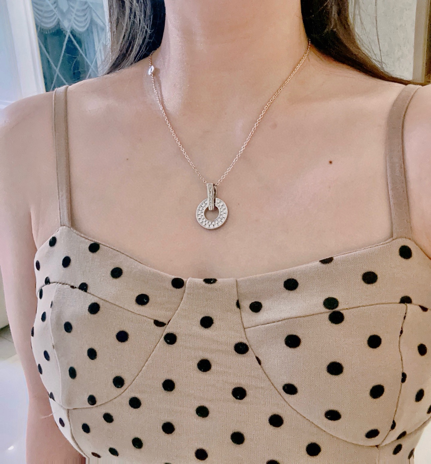 Bvlgari Bvlgari Bvlgari necklace silver-toned white gold with clear pave diamonds 40-45cm adjustable