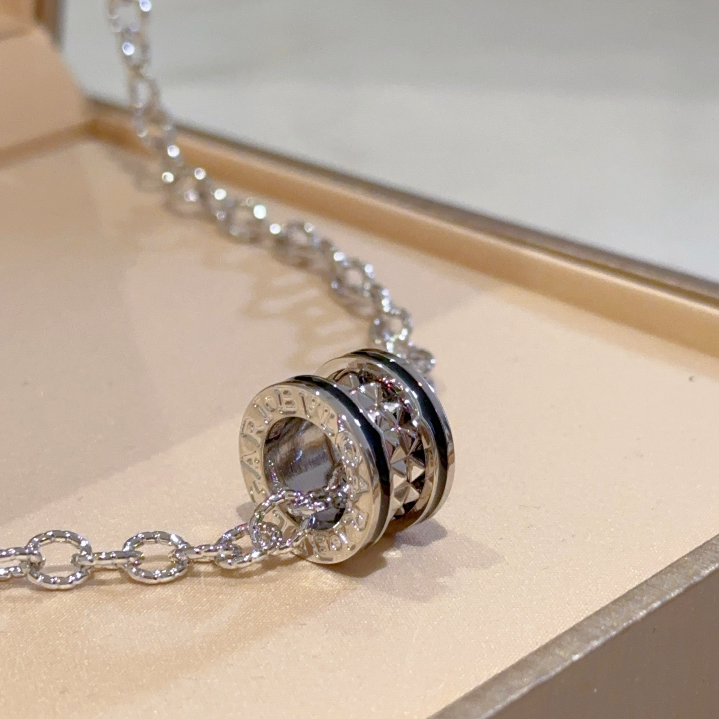 Bvlgari B zero1 necklace Silver-toned metal with black enamel accents studded faceted metal detailing 46cm