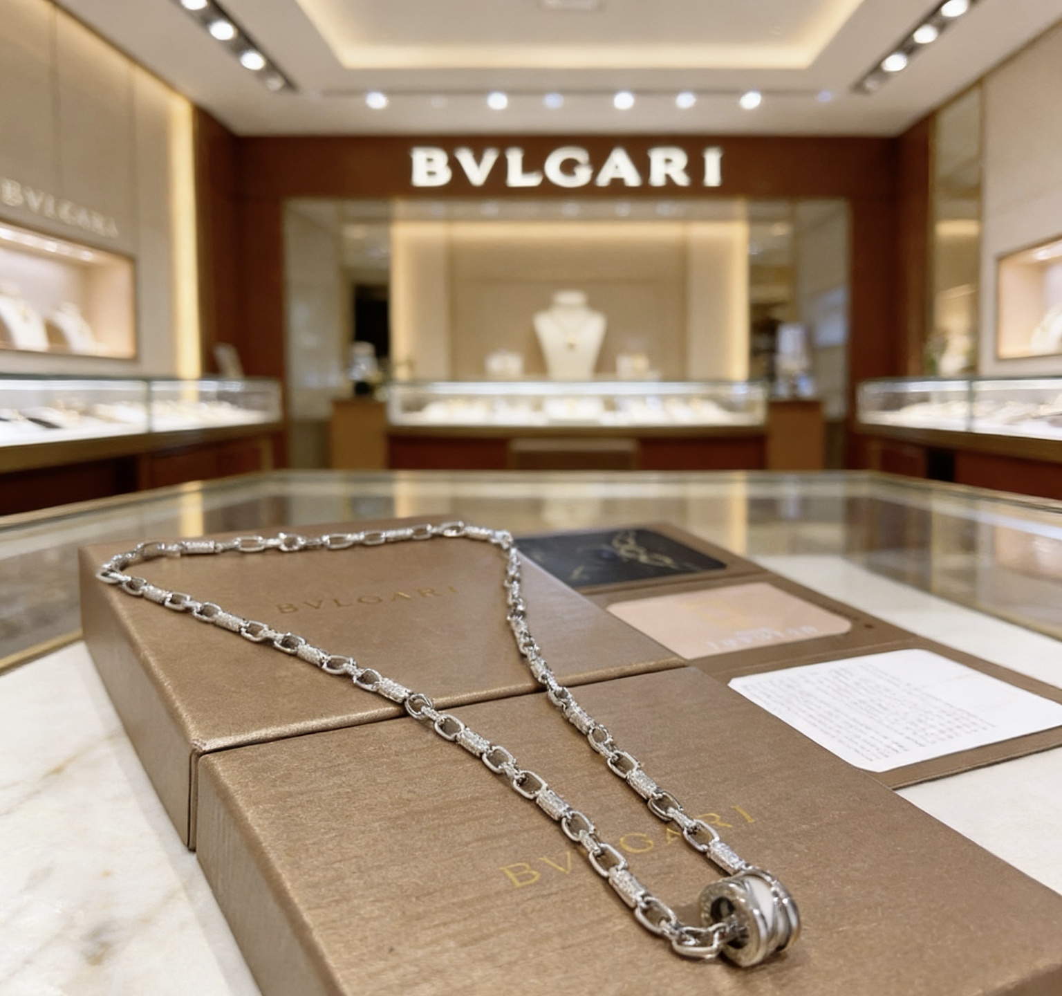 Bvlgari B zero1 necklace Silver-toned metal with white ceramic accents 60cm