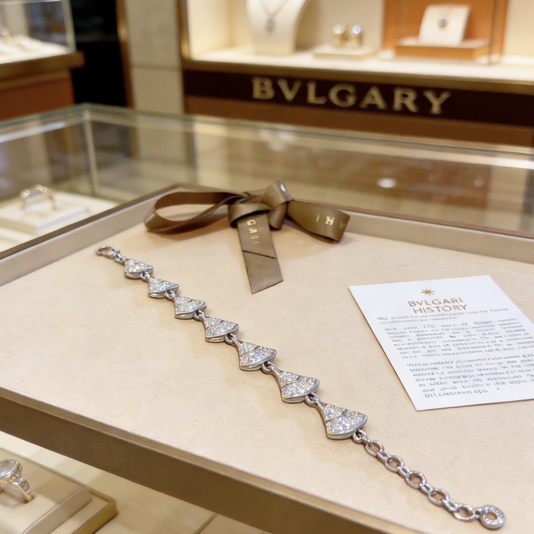 Bvlgari DIVAS DREAM bracelet 18k white gold pave set clear diamonds 18cm