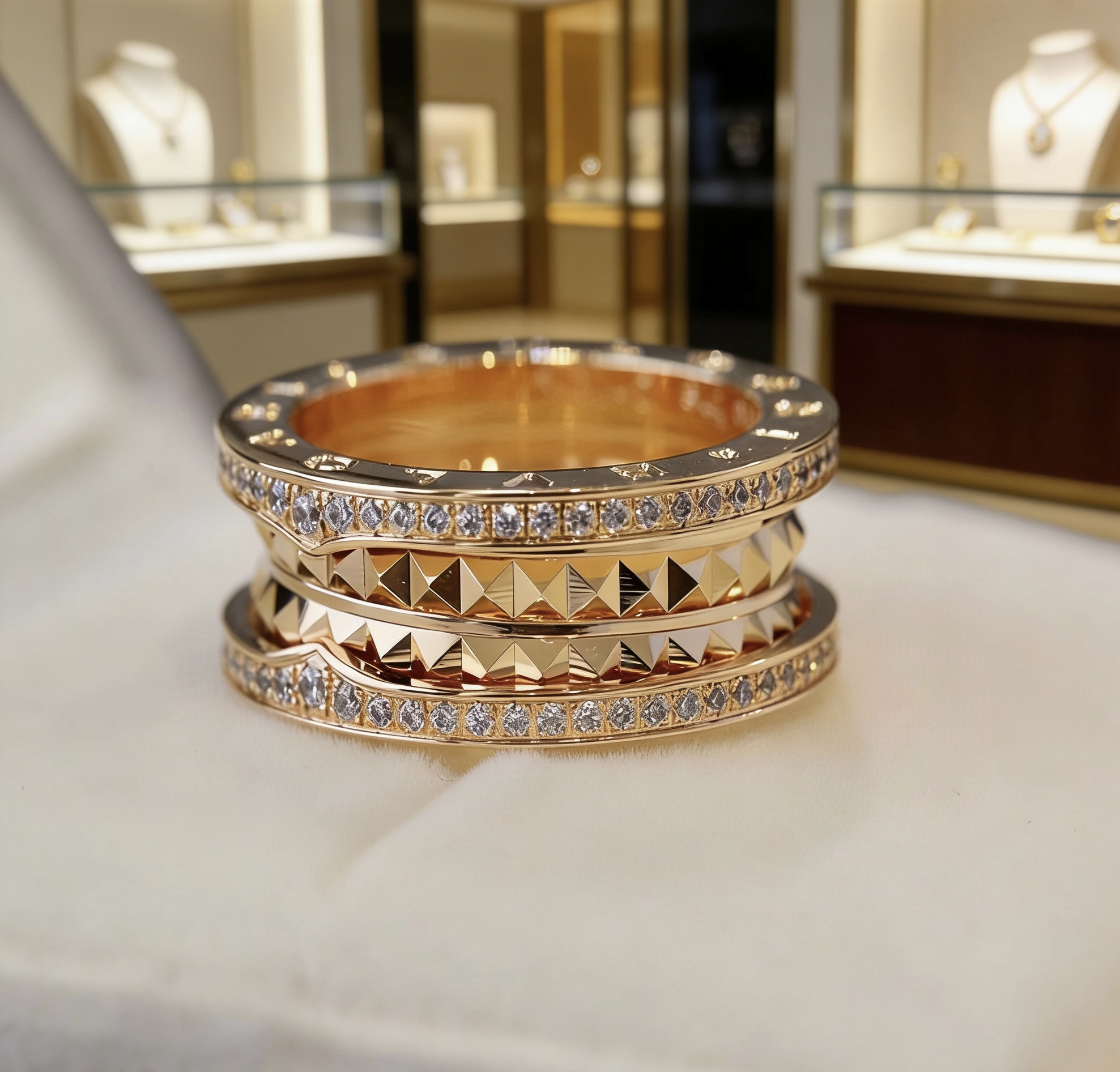 Bvlgari B zero1 Rock ring Rose gold diamond 54