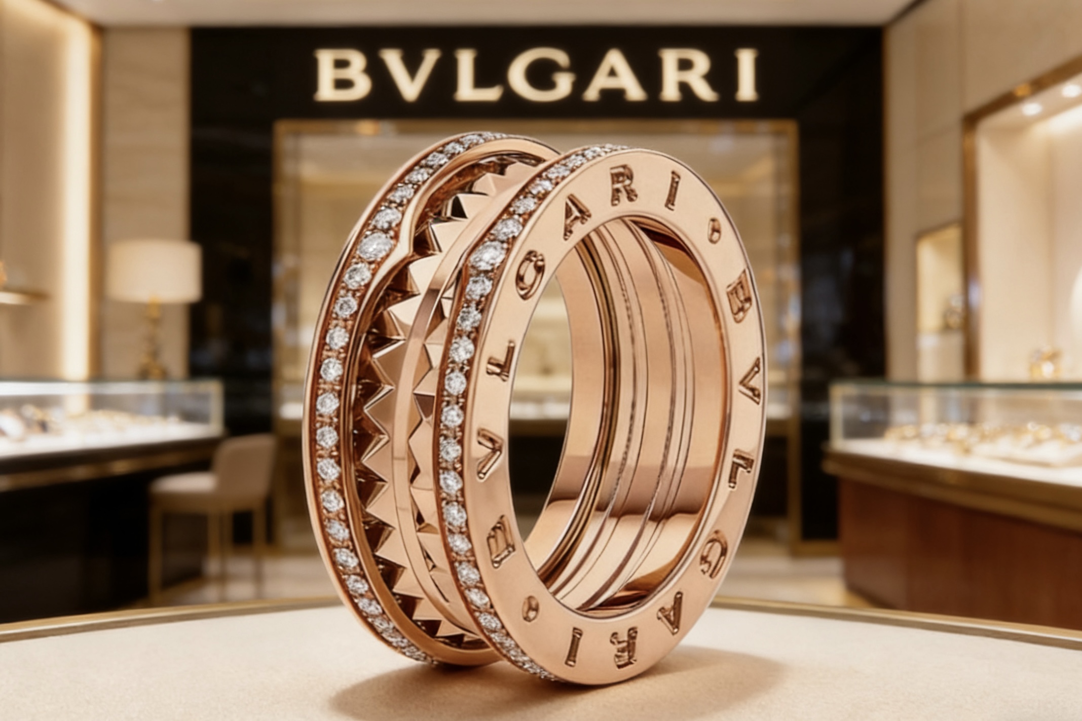 Bvlgari B zero1 Rock ring Rose gold diamond 54