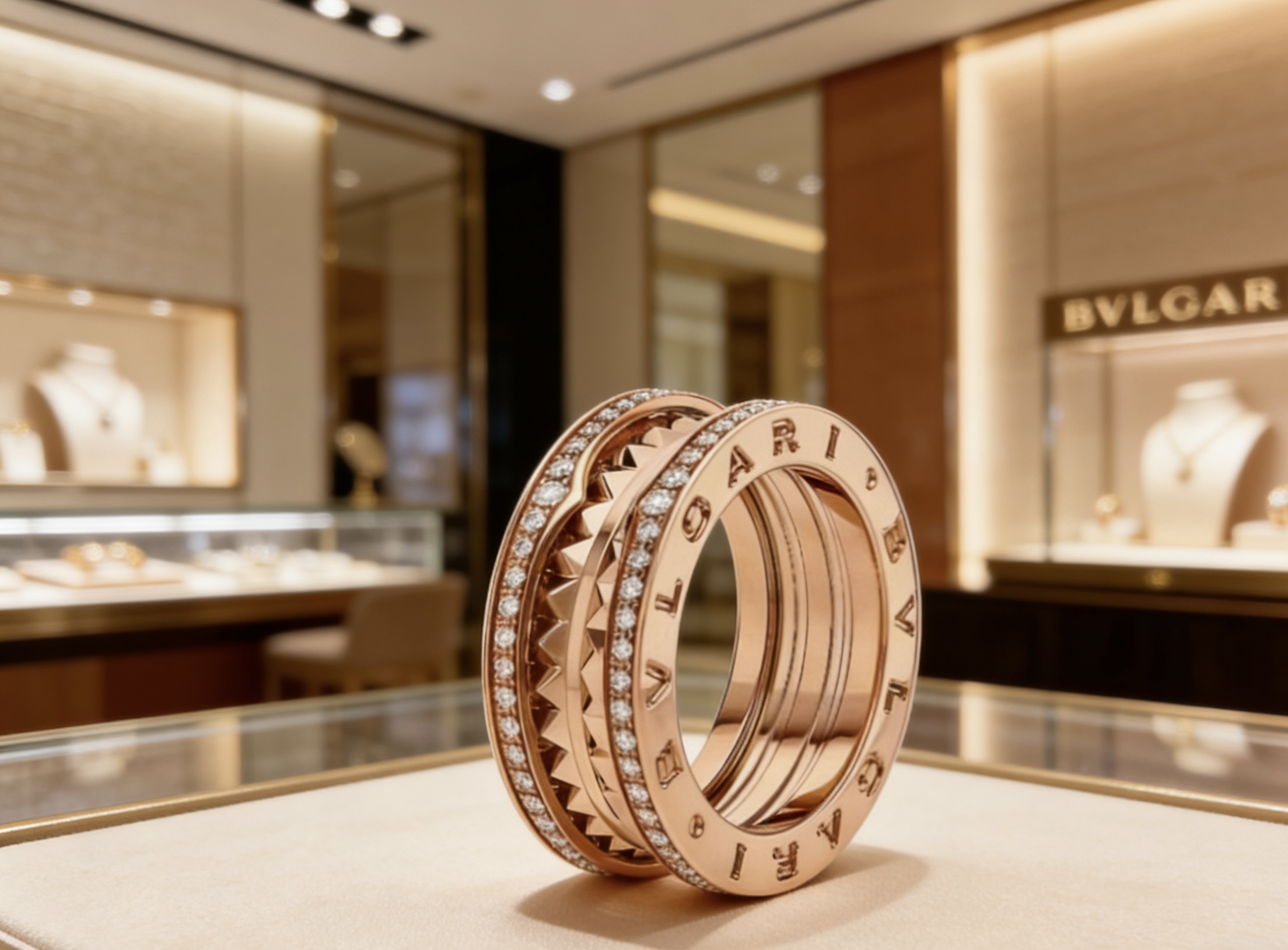 Bvlgari B zero1 Rock ring Rose gold diamond 54