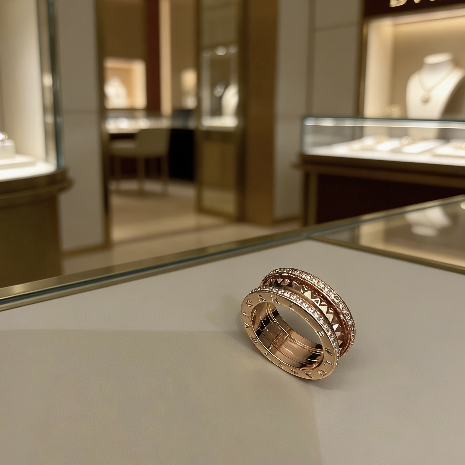 Bvlgari B zero1 Rock ring Rose gold diamond 54