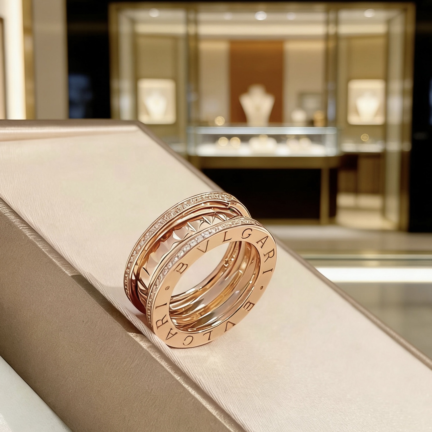 Bvlgari B zero1 Rock ring Rose gold diamond 54