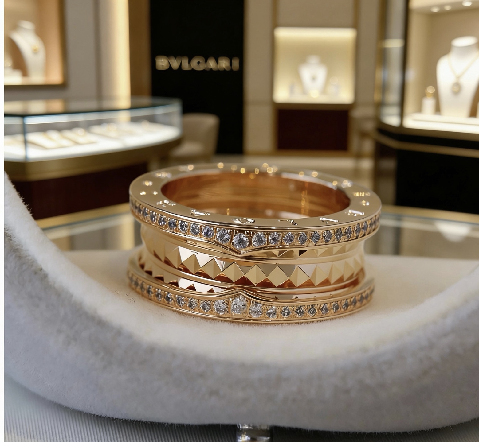 Bvlgari B zero1 Rock ring Rose gold diamond 54