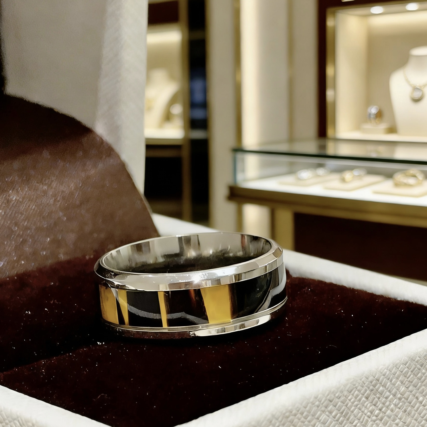 Bvlgari B zero1 ring Silver-toned stainless steel yellow gold black enamel 10