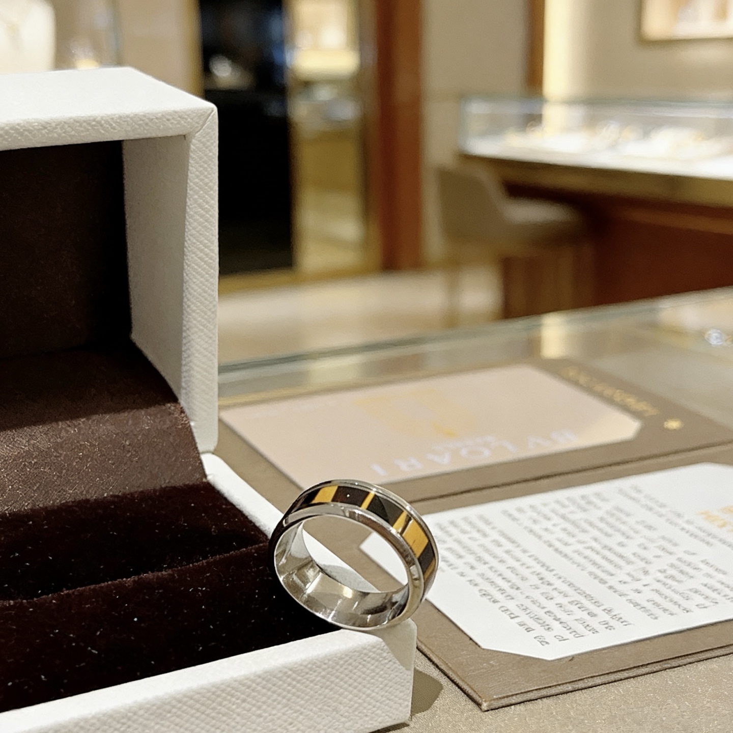 Bvlgari B zero1 ring Silver-toned stainless steel yellow gold black enamel 10