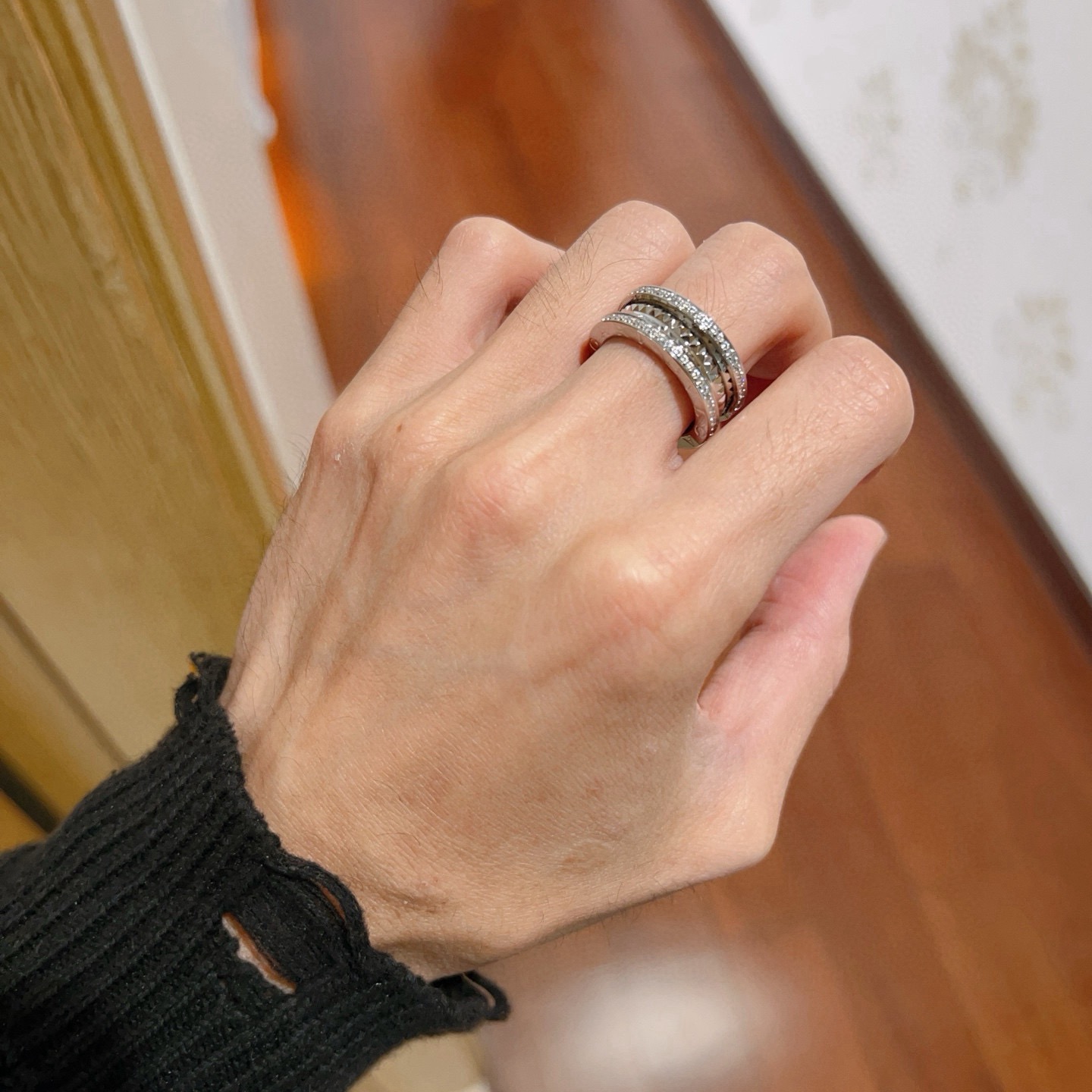 Bvlgari B zero1 Rock ring 18k white gold clear diamond 10