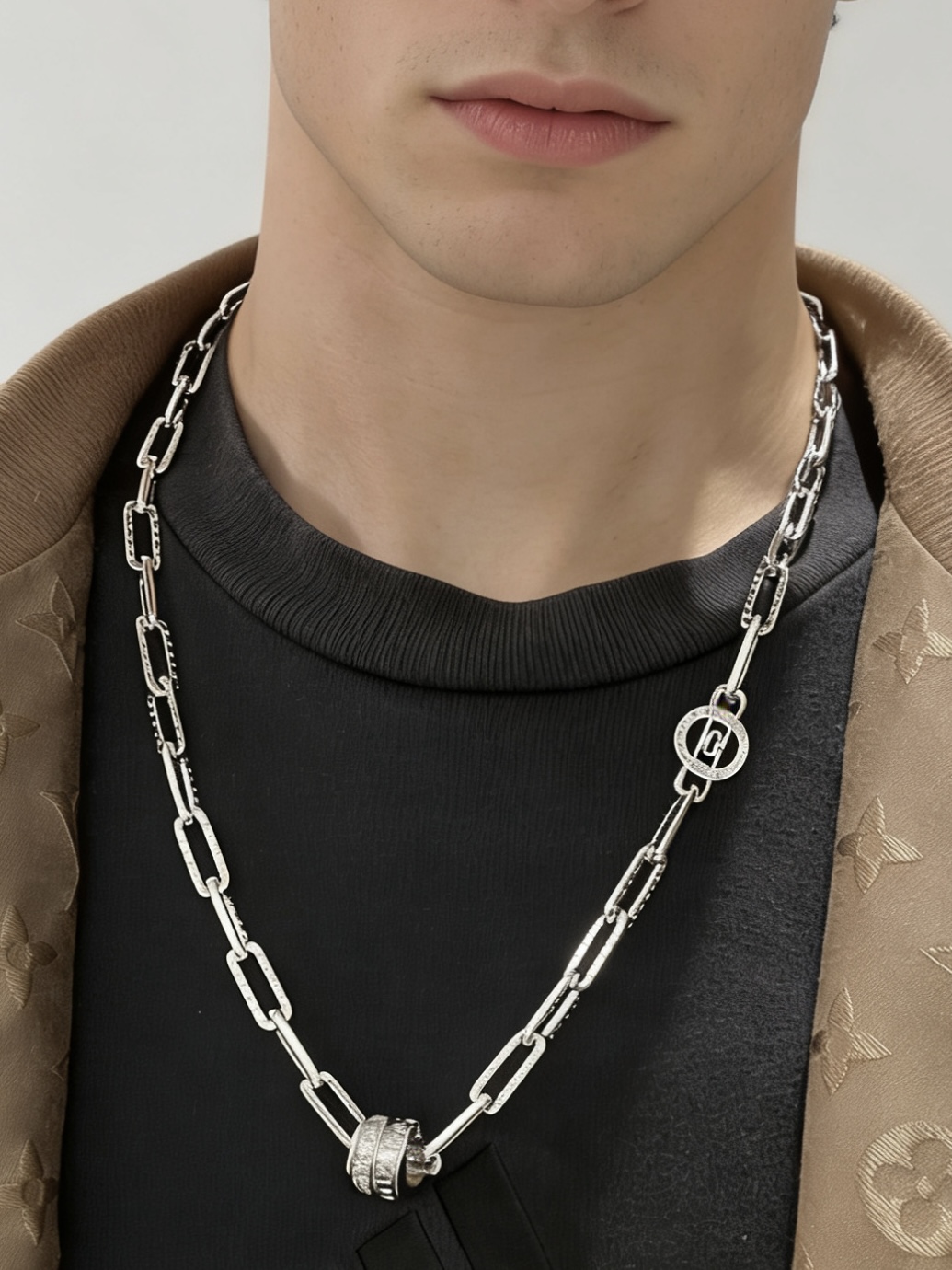 Bvlgari B zero1 necklace silver-toned metal with clear pave diamond accents 60cm