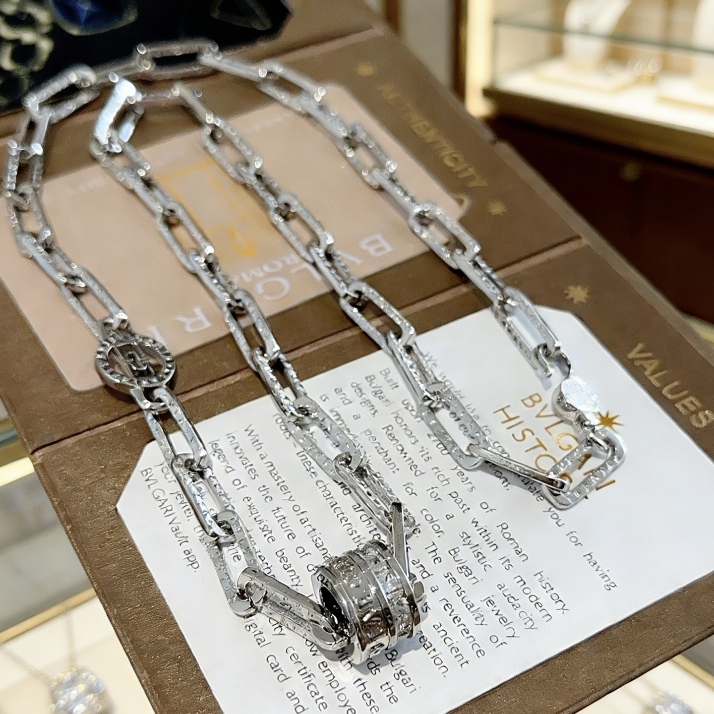 Bvlgari B zero1 necklace silver-toned metal with clear pave diamond accents 60cm