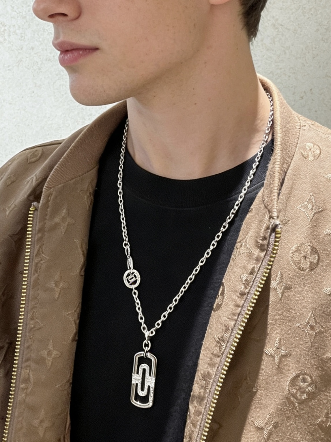 Bvlgari Parentesi necklace silver-toned metal with clear diamond accents 60cm