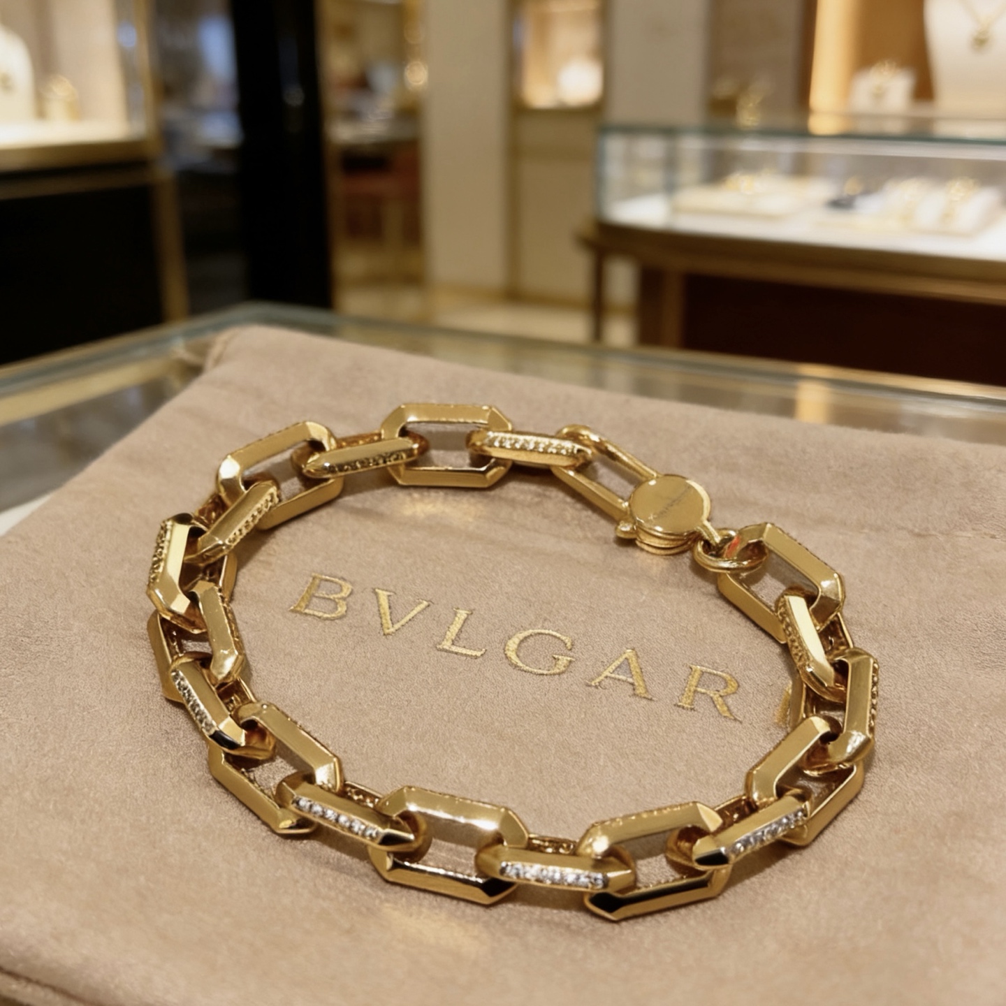 Bvlgari DIVAS DREAM bracelet 18K yellow gold with clear diamond accents 18cm