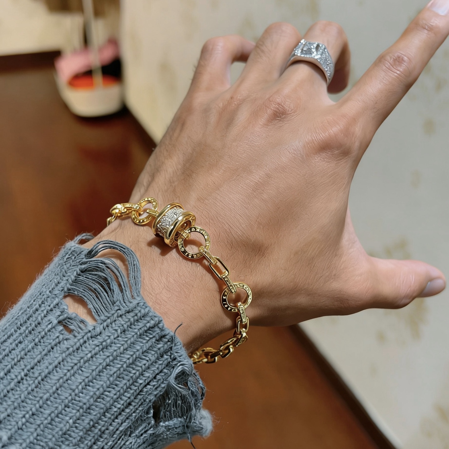 Bvlgari B zero1 bracelet yellow gold with pave diamonds 18